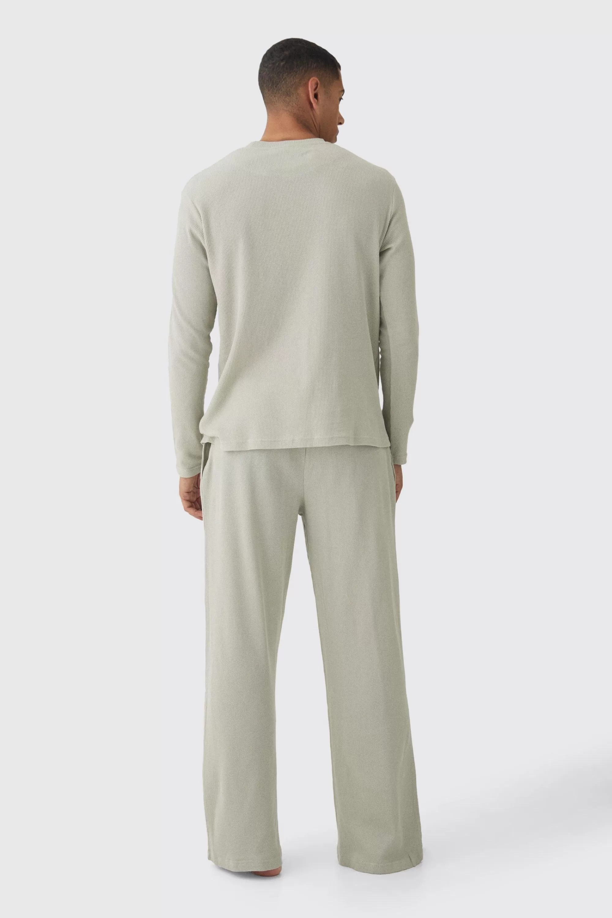 boohooMAN Wide Leg Waffle Jogger | UK