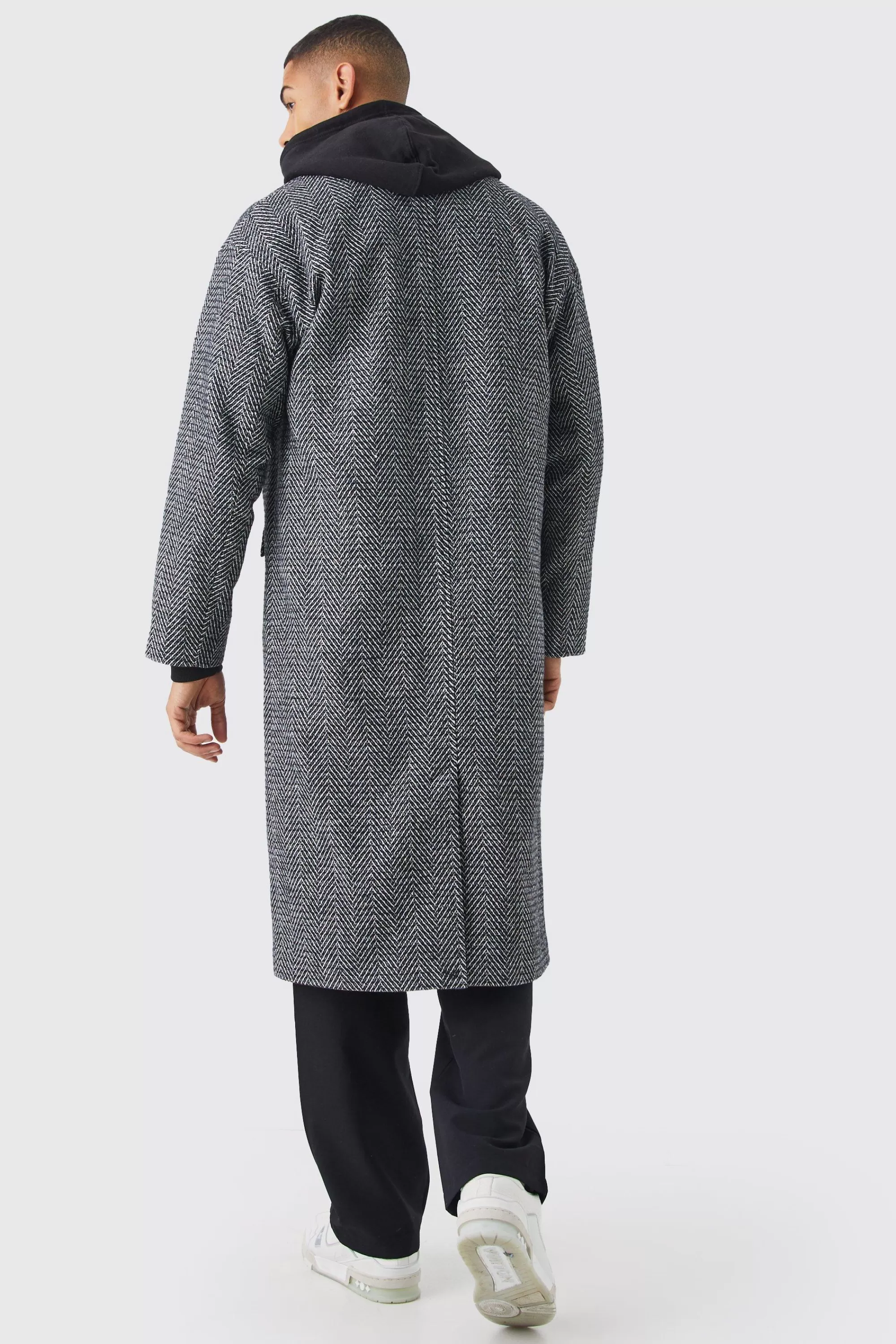 boohooMAN Wool Look Overcoat With Metal Clasp | UK