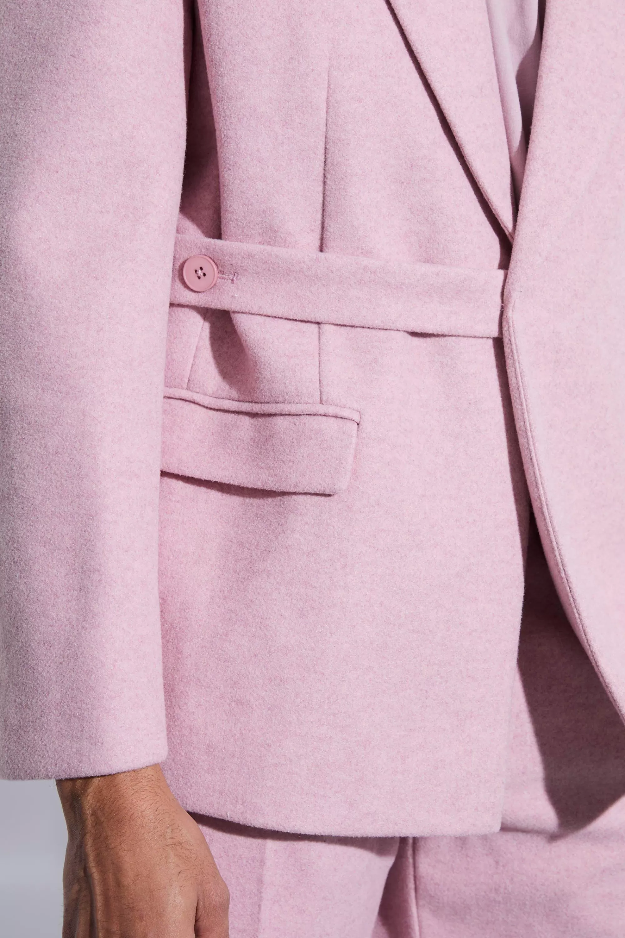 boohooMAN Wool Look Oversized Strap Detail Blazer | UK