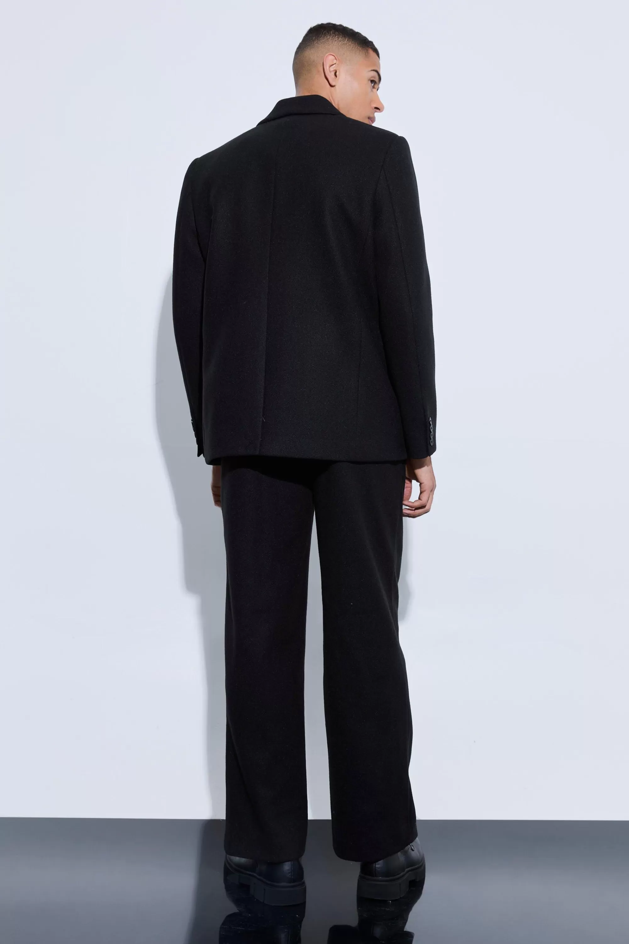 boohooMAN Wool Look Oversized Strap Detail Suit | UK