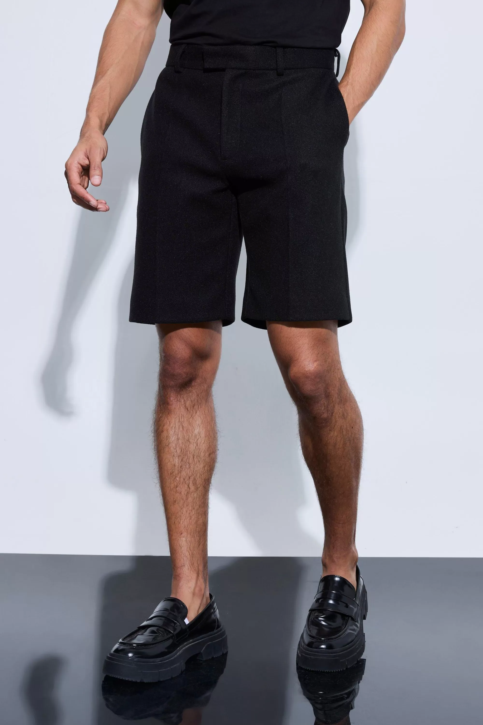 boohooMAN Wool Look Tailored Shorts | UK