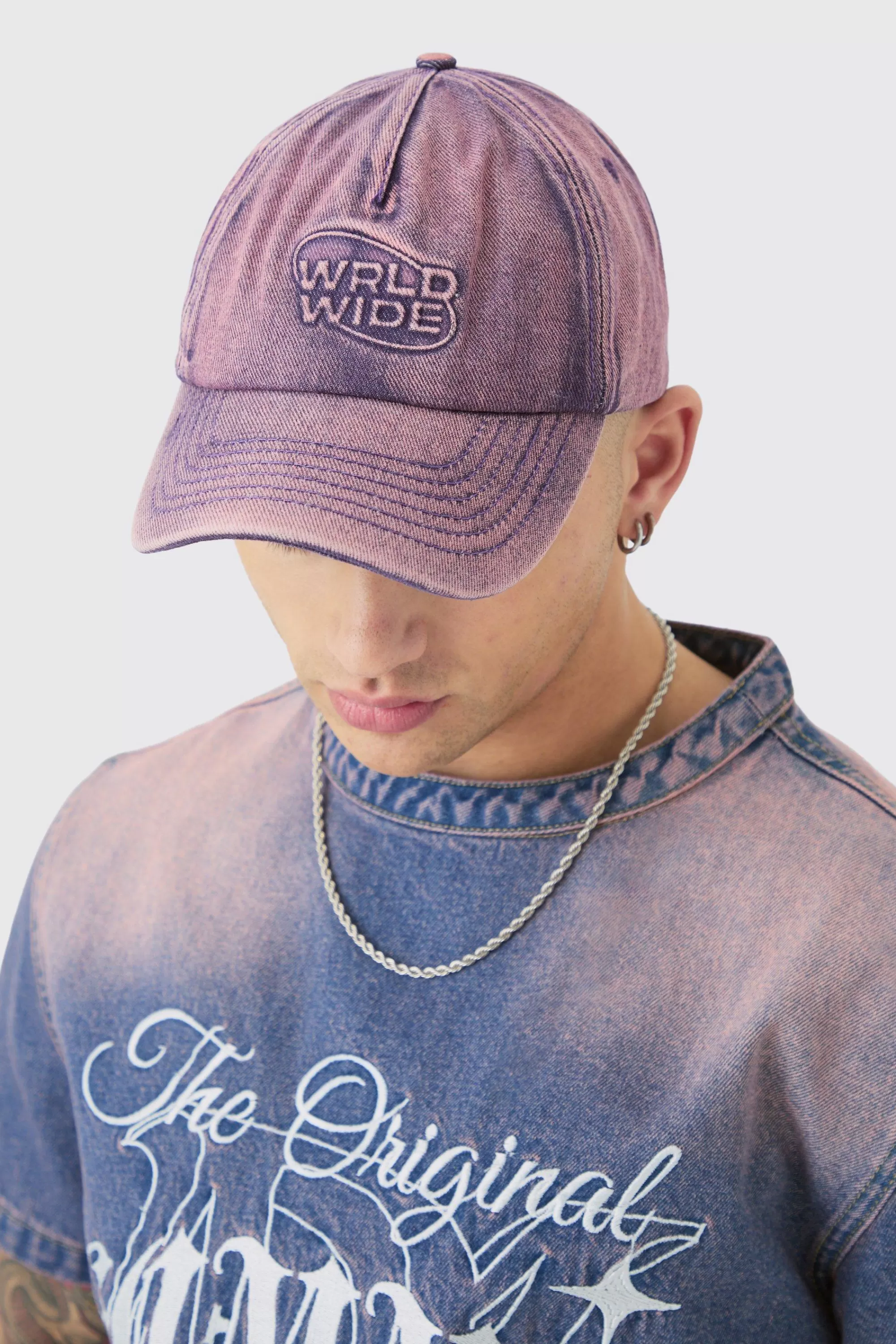 boohooMAN Worldwide Embossed Washed Cap In | UK