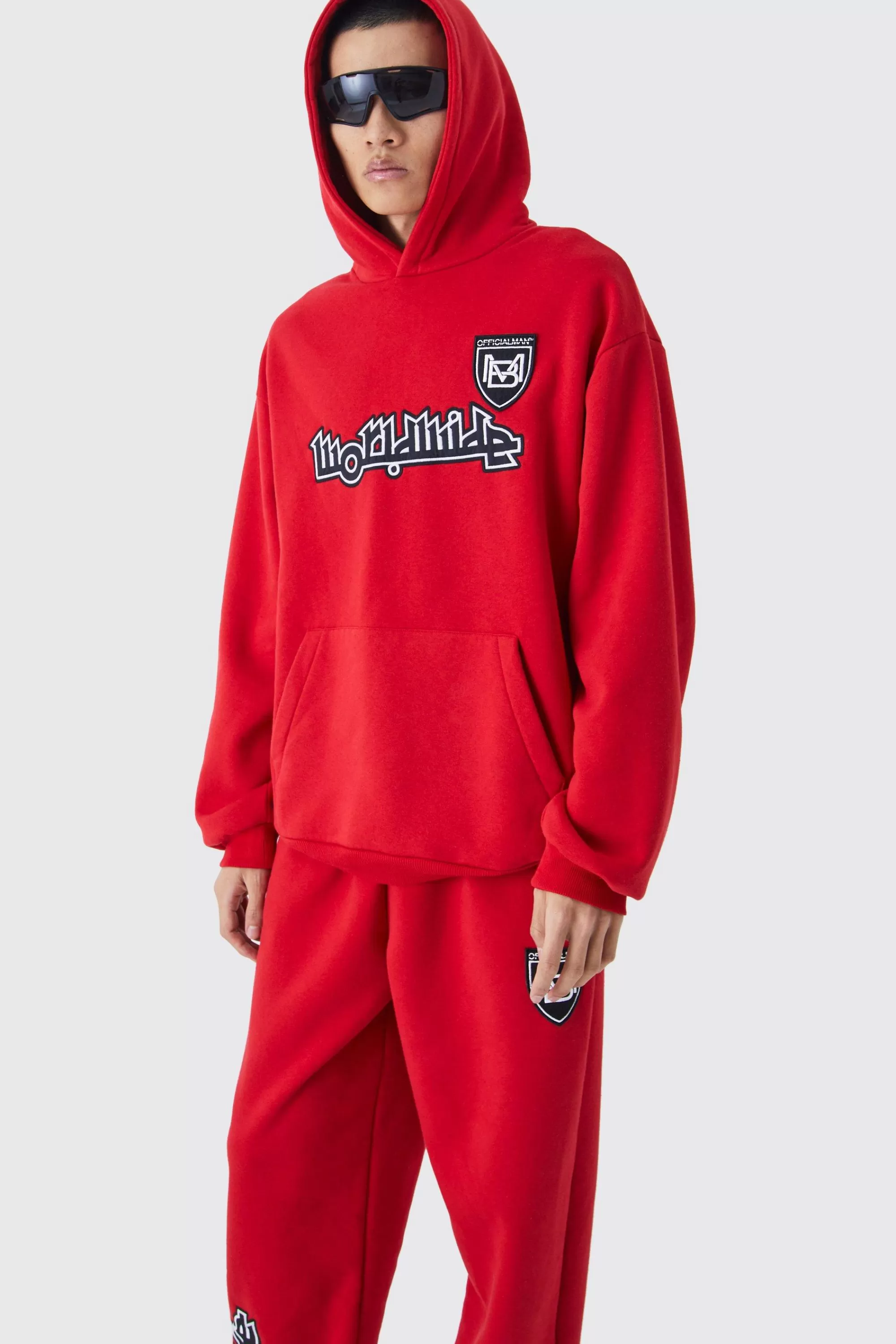 boohooMAN Worldwide Football Oversized Hodded Tracksuit | UK