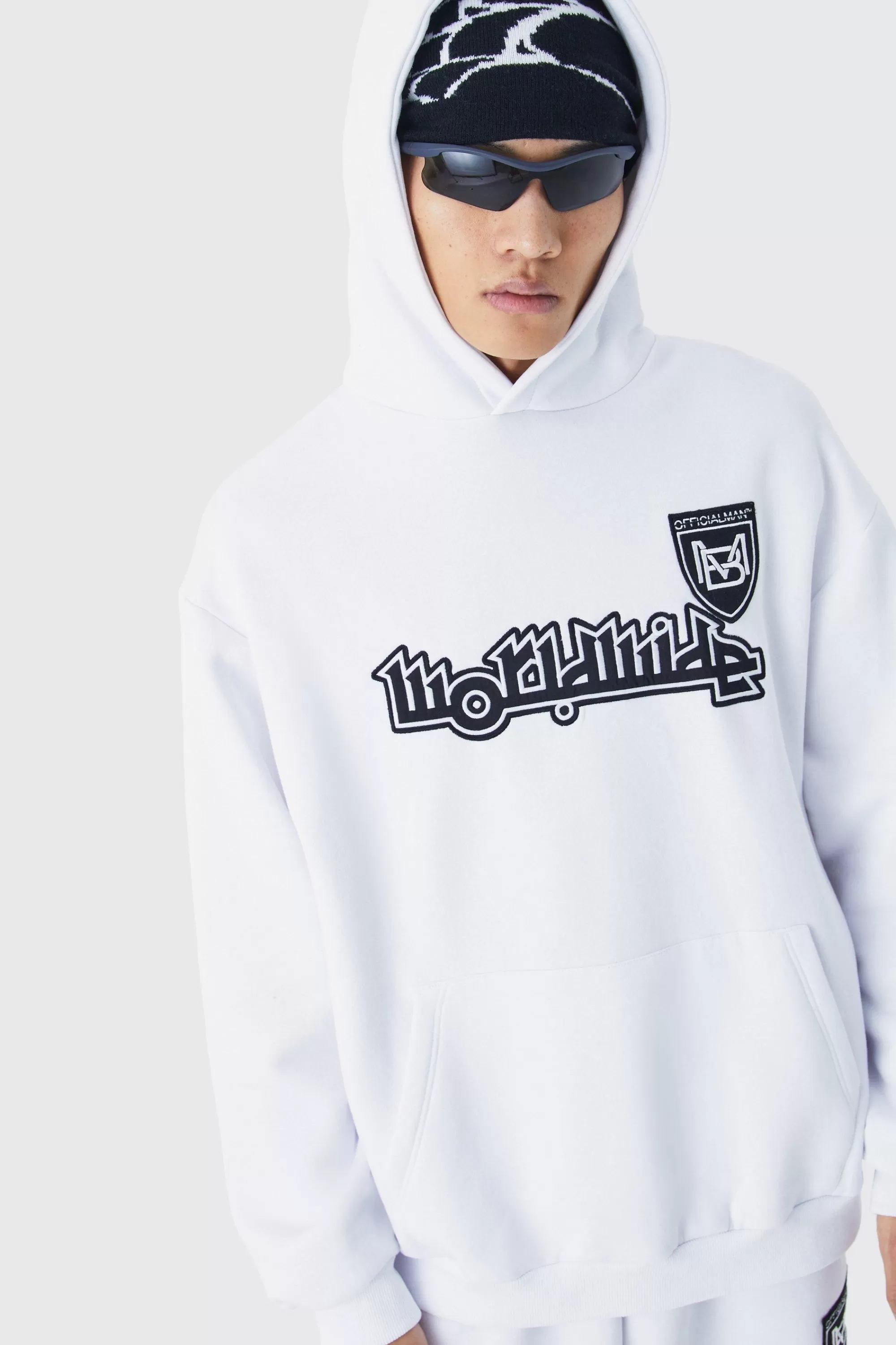 boohooMAN Worldwide Football Oversized Hooded Tracksuit | UK
