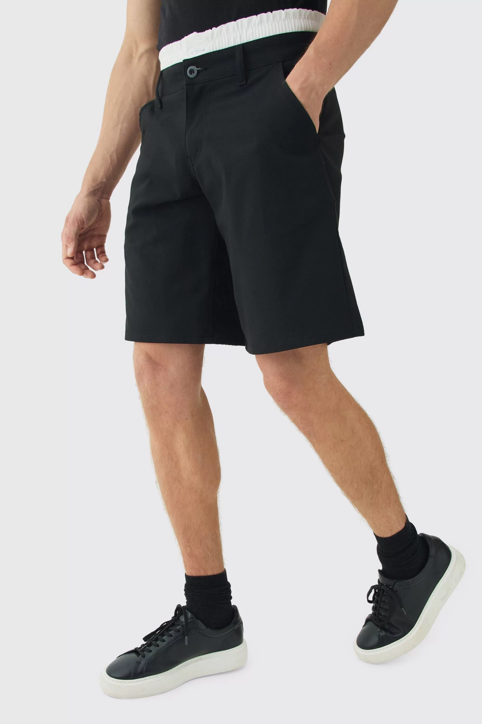 boohooMAN Woven Jort With Boxer Double Waistband | UK