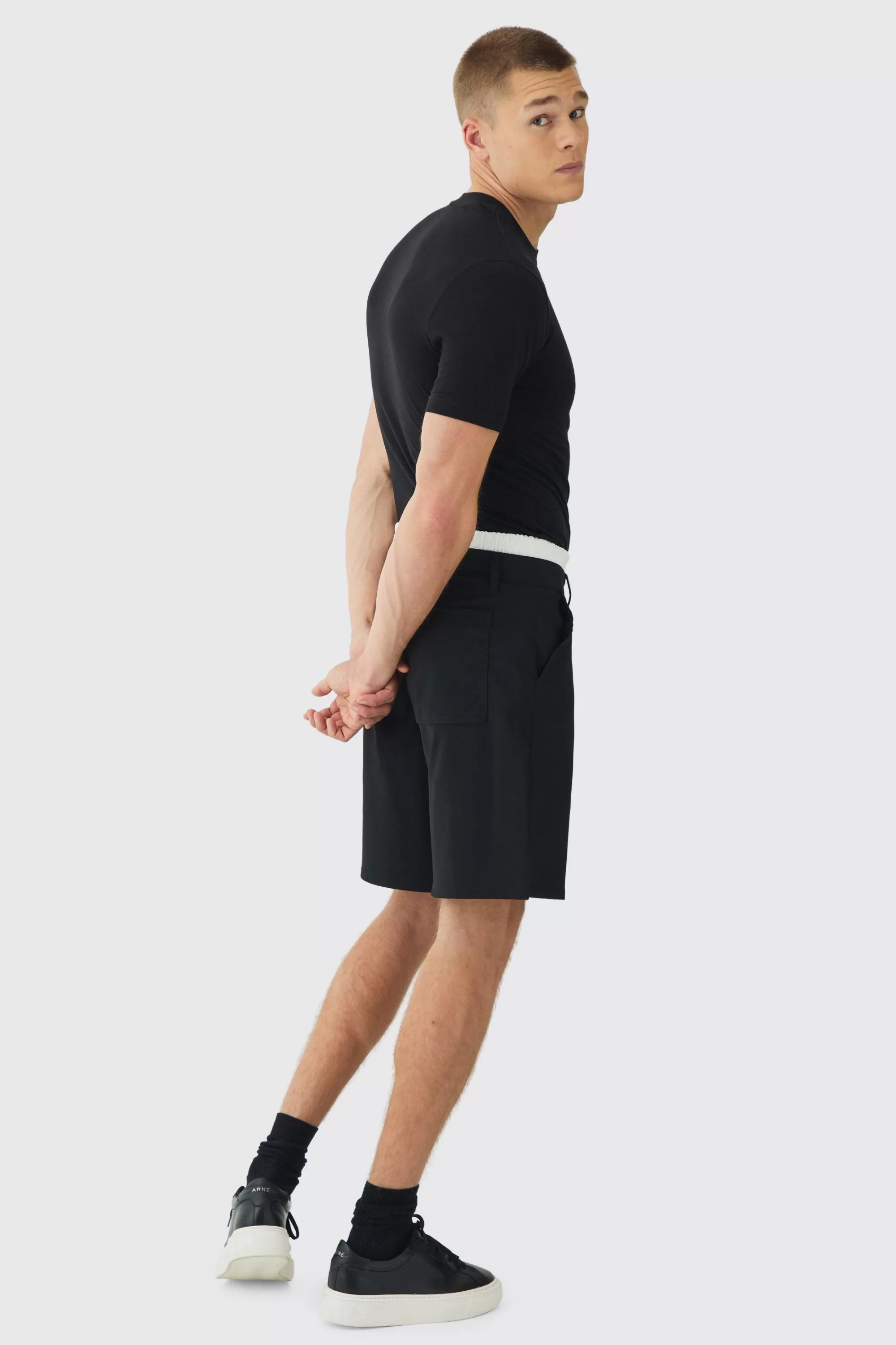 boohooMAN Woven Jort With Boxer Double Waistband | UK
