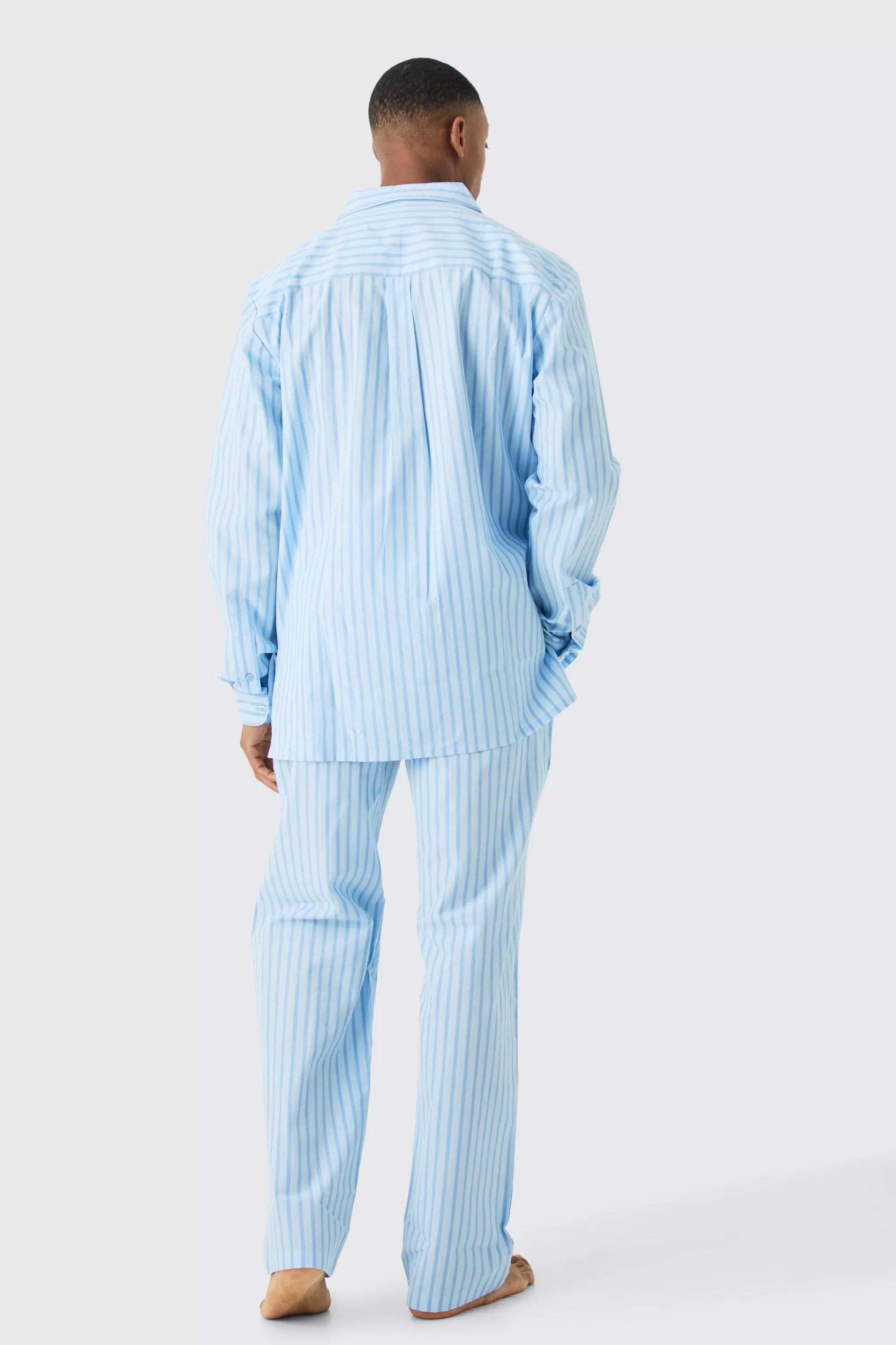boohooMAN Woven Stripe Lounge Shirt | UK