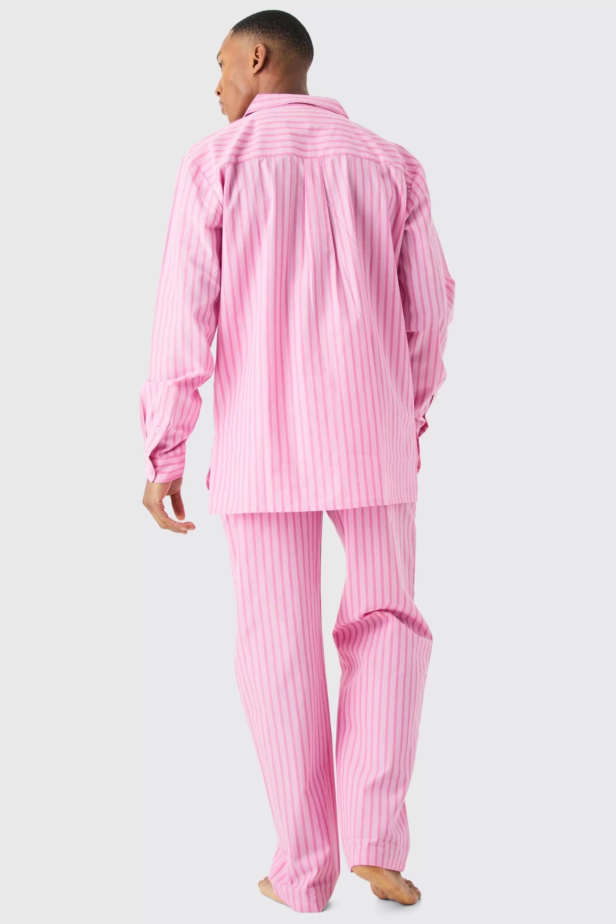 boohooMAN Woven Stripe Lounge Shirt | UK