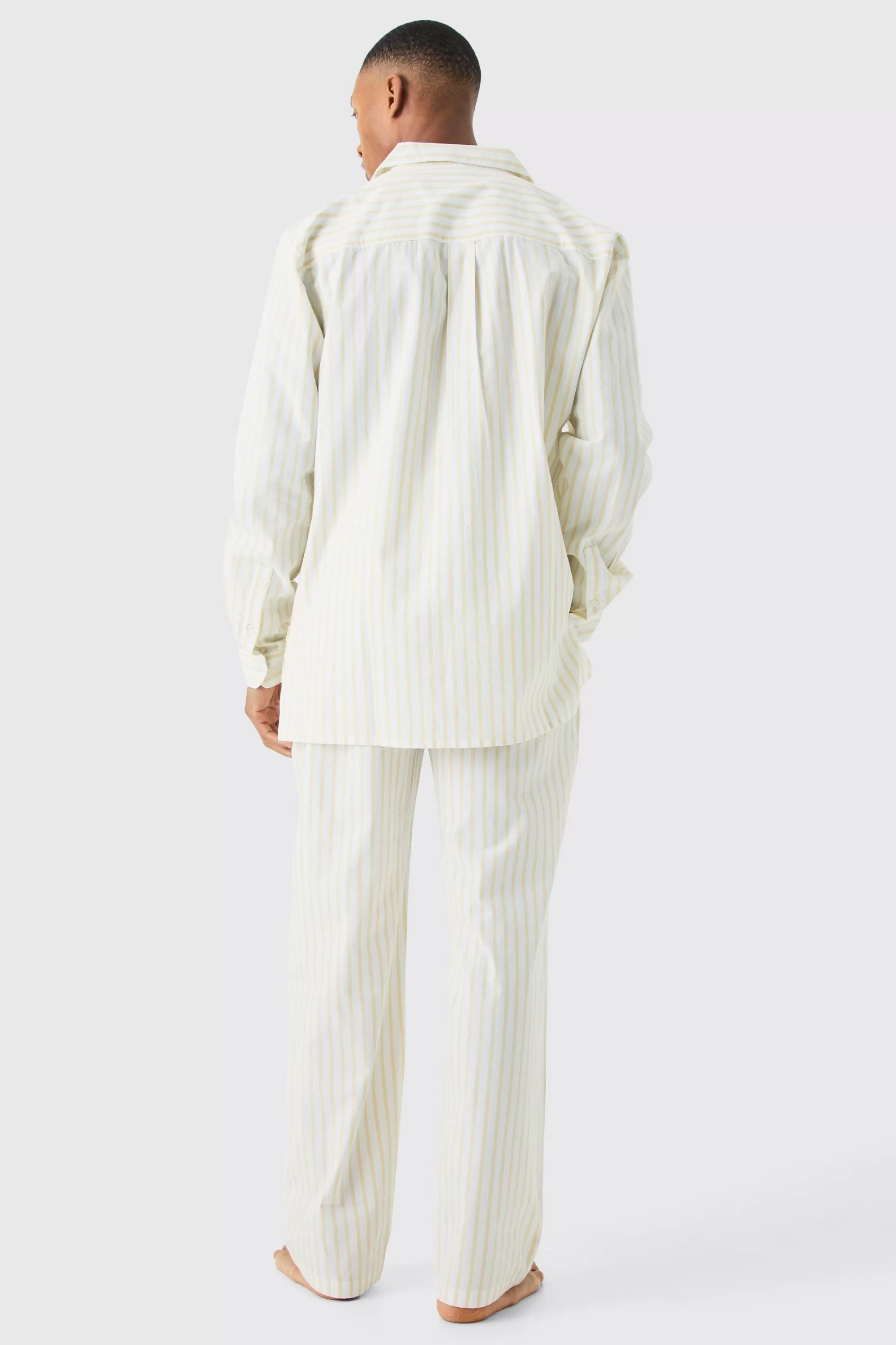 boohooMAN Woven Stripe Lounge Shirt | UK