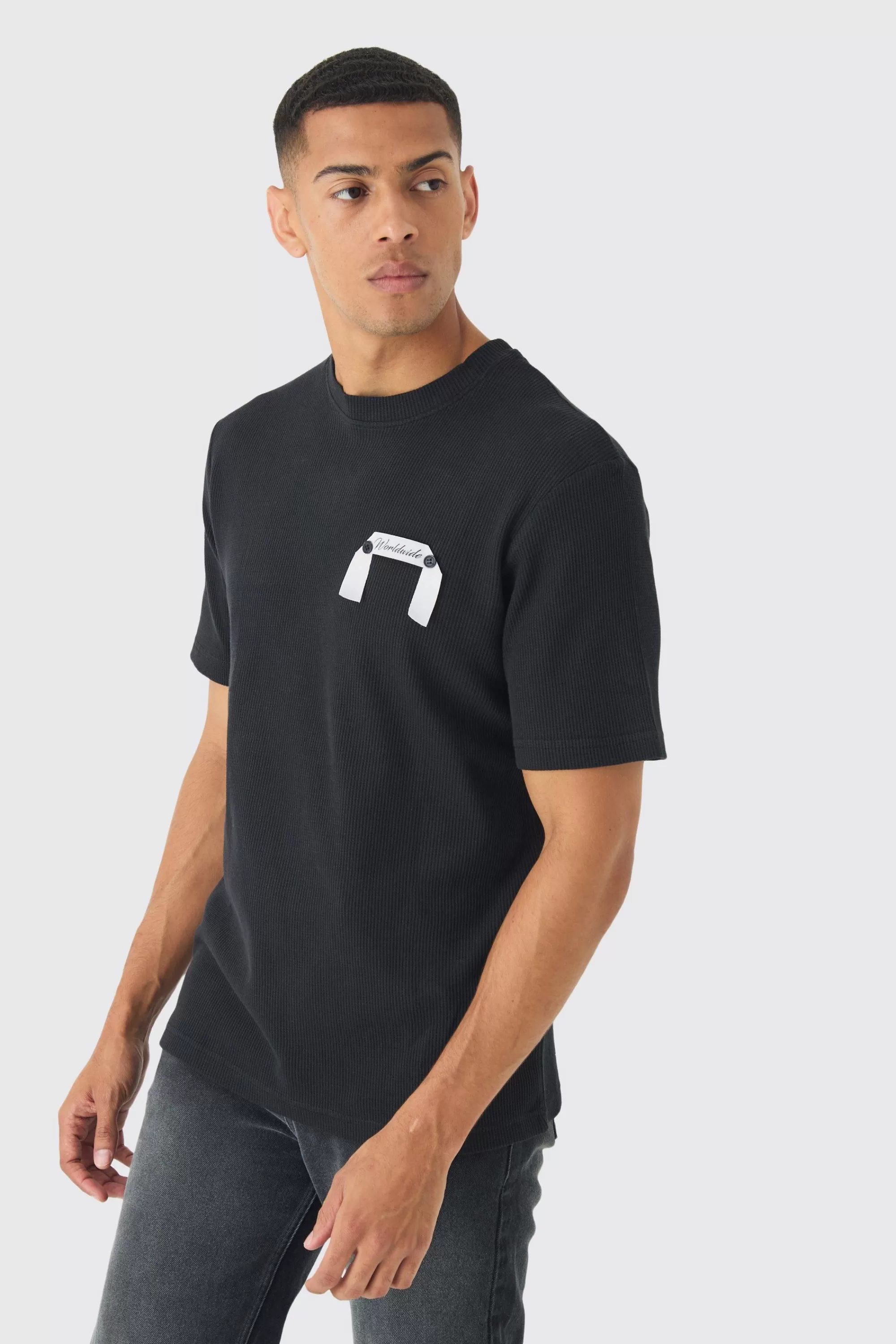 boohooMAN Woven Tab Lounge Top | UK