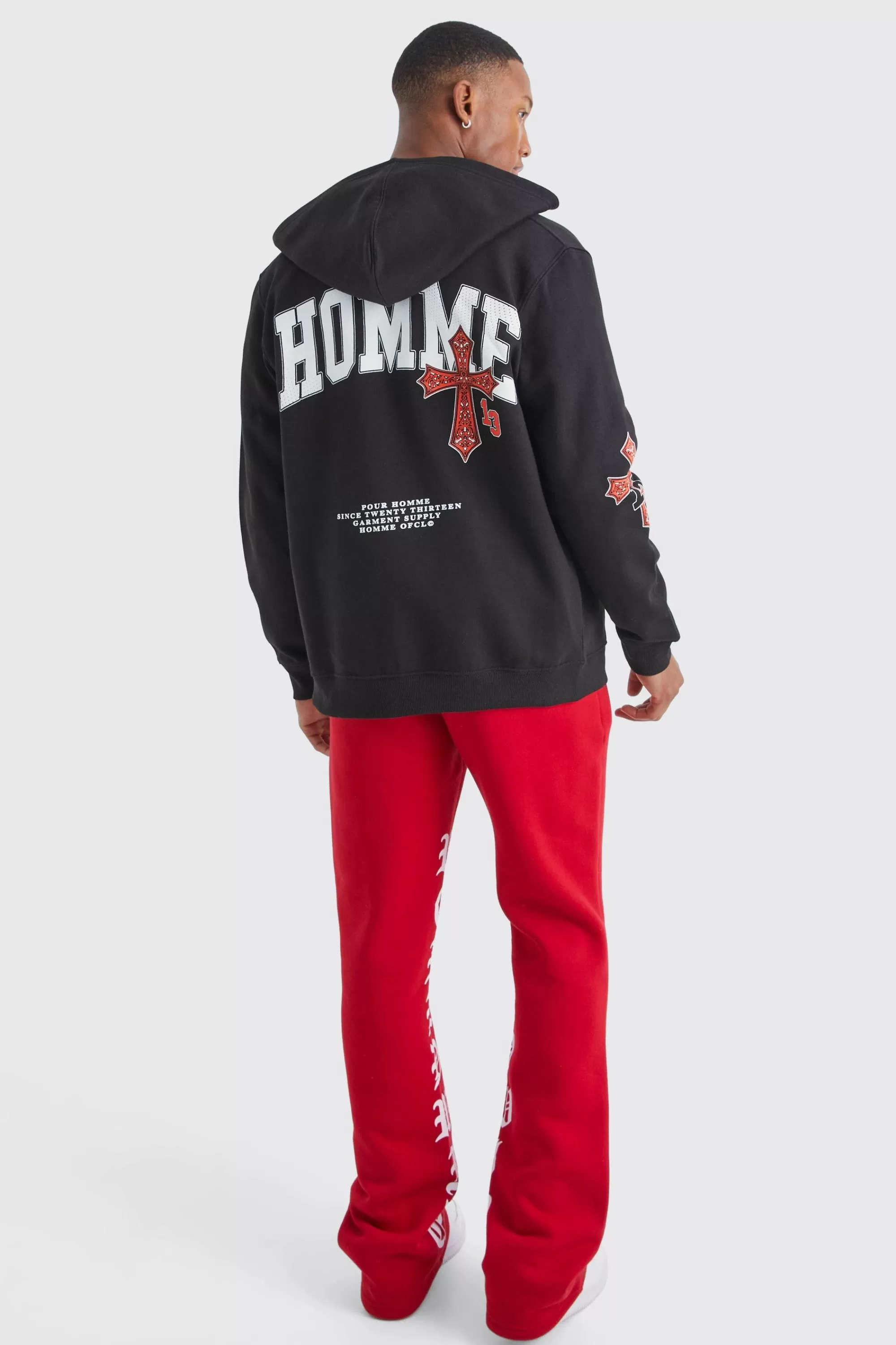boohooMAN Zip Through Homme Graphic Hoodie | UK