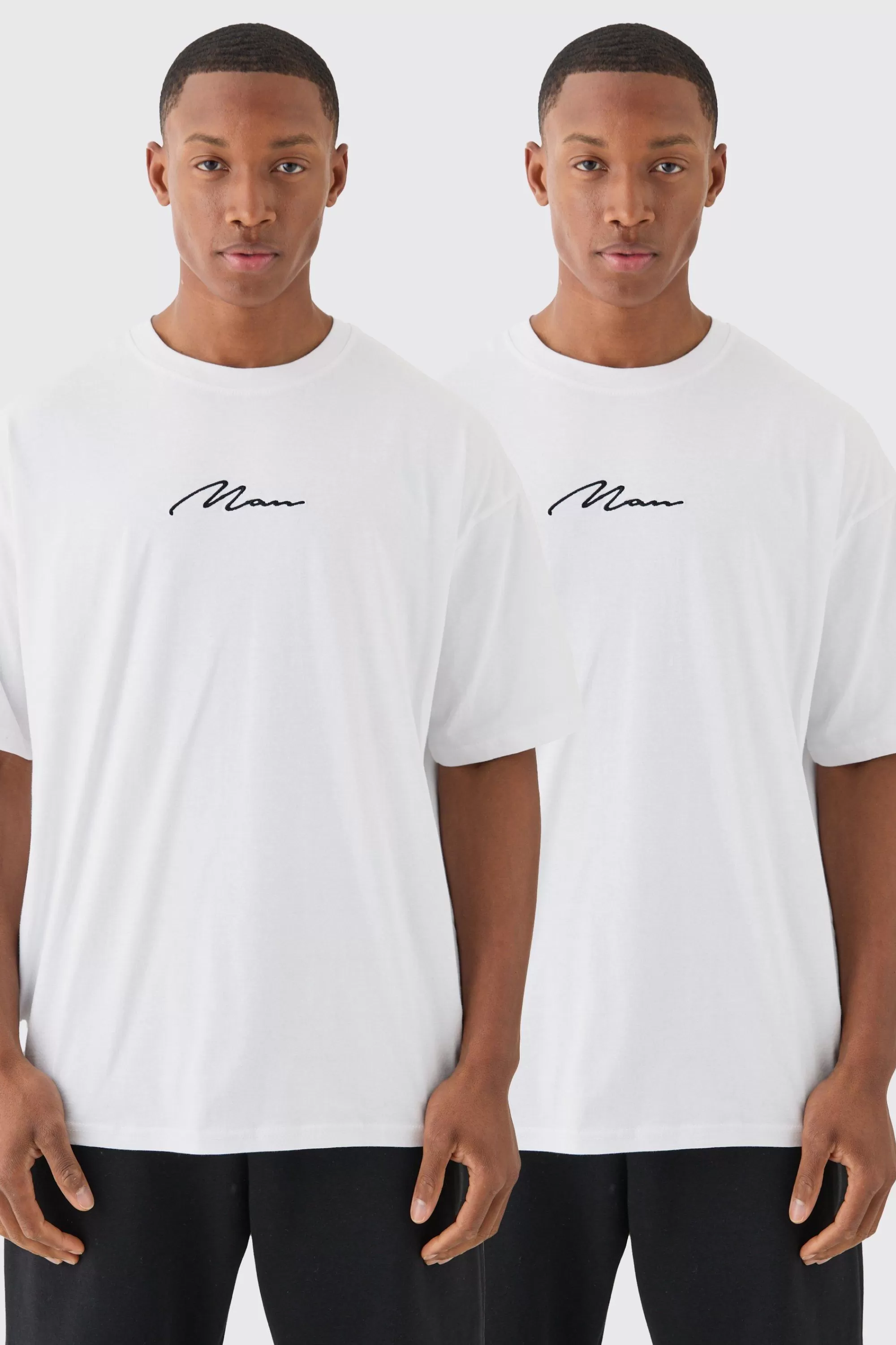 boohooMAN 2 Pack Man Signature Oversized T-shirts | UK white Best Sale