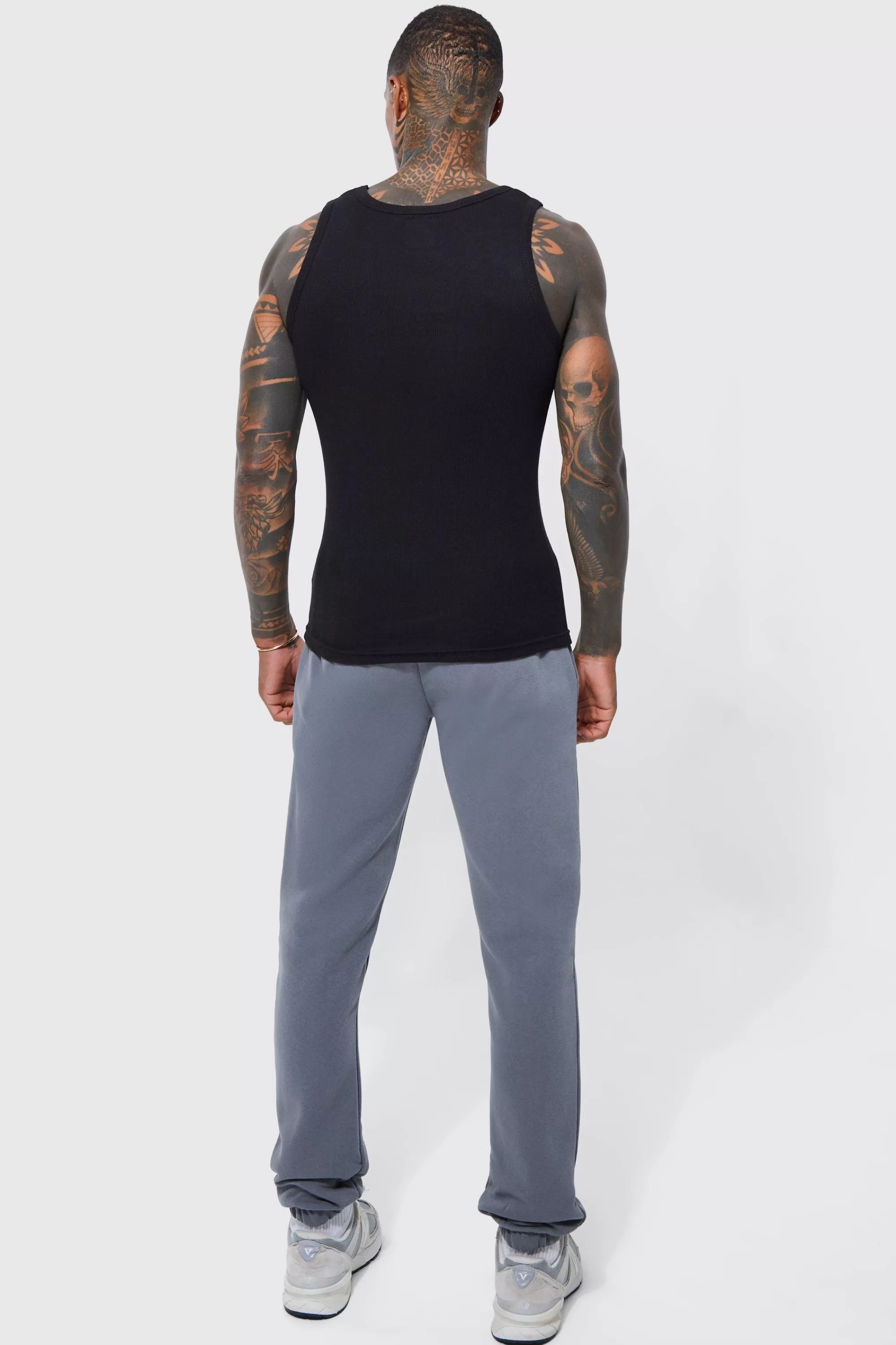 boohooMAN 2 Pack Muscle Fit Ribbed Vest | UK black Hot