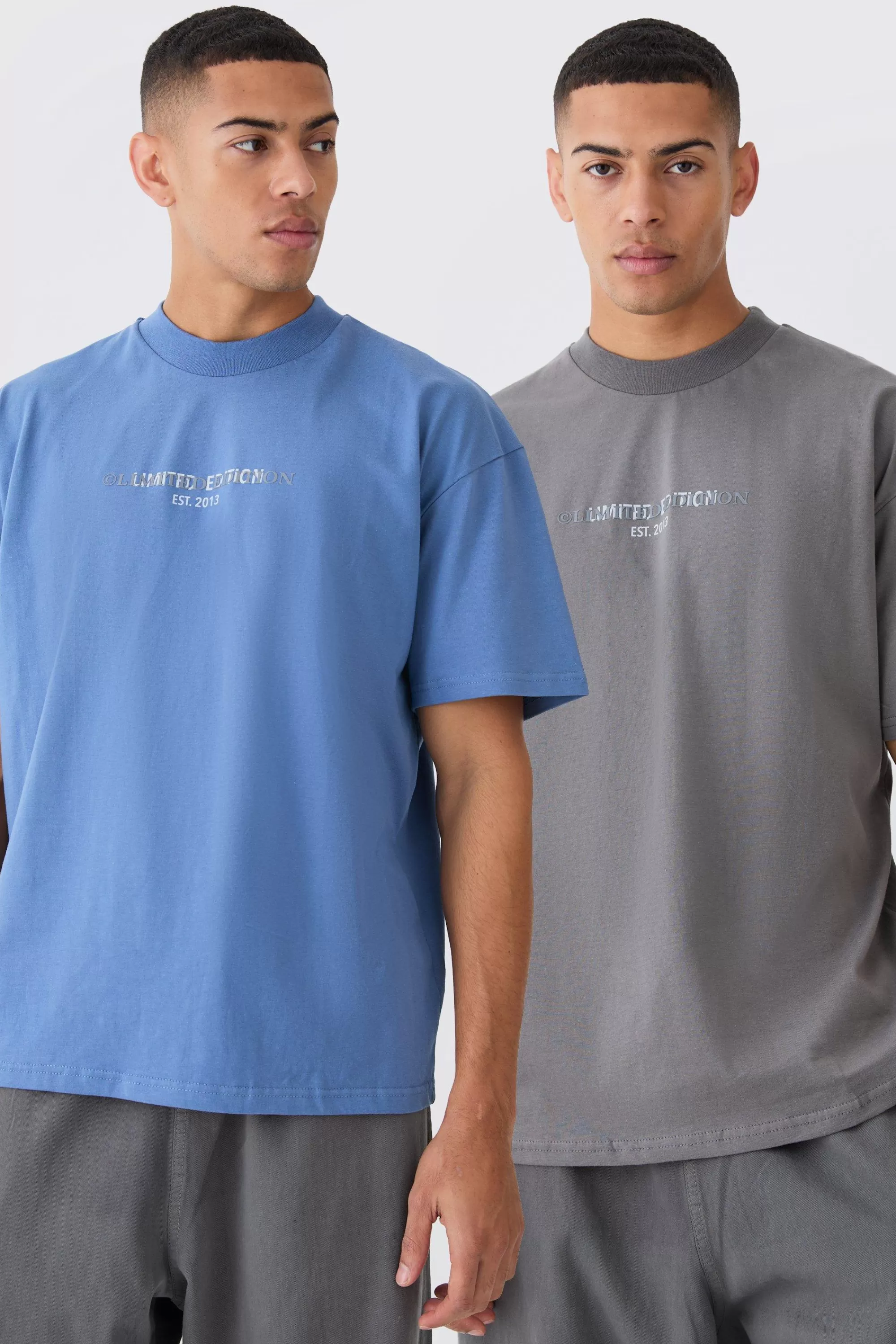 boohooMAN 2 Pack Oversized Heavyweight Limited T-shirts | UK multi Store
