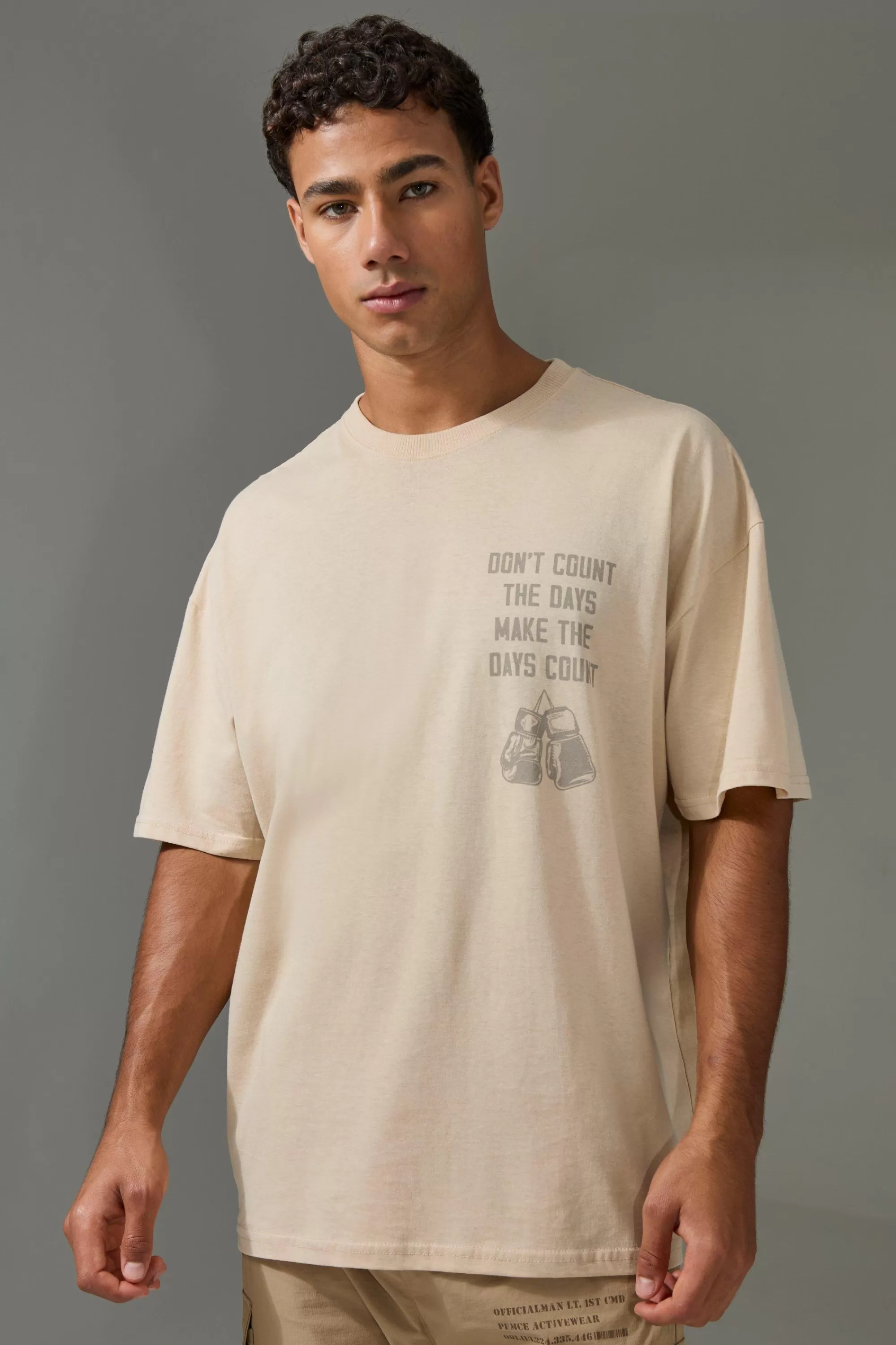 boohooMAN Active Oversized Muhammad Ali Count The Days License T-shirt | UK ecru Hot