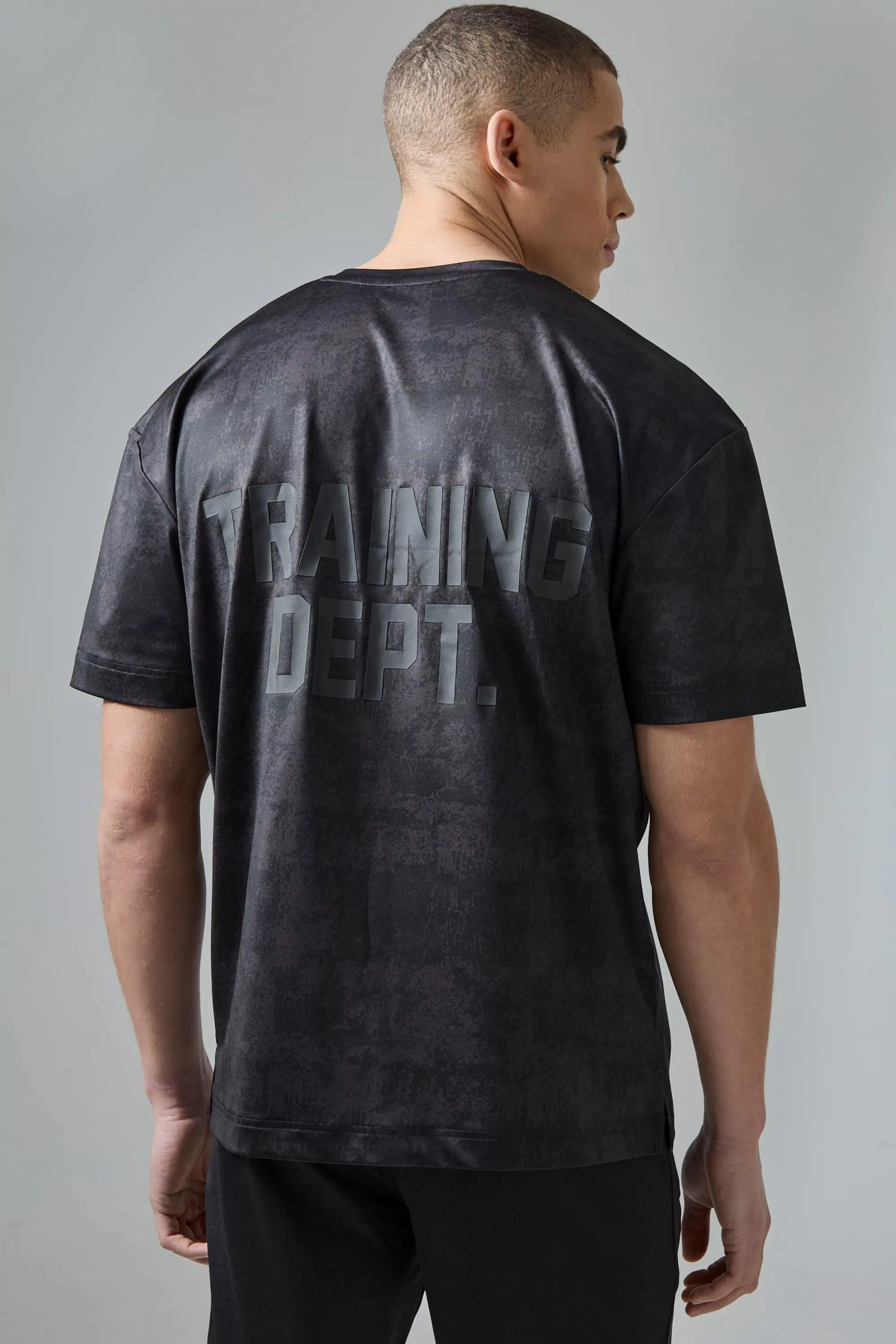 boohooMAN Active Training Dept Oversized Camo T-shirt | UK black Best Sale