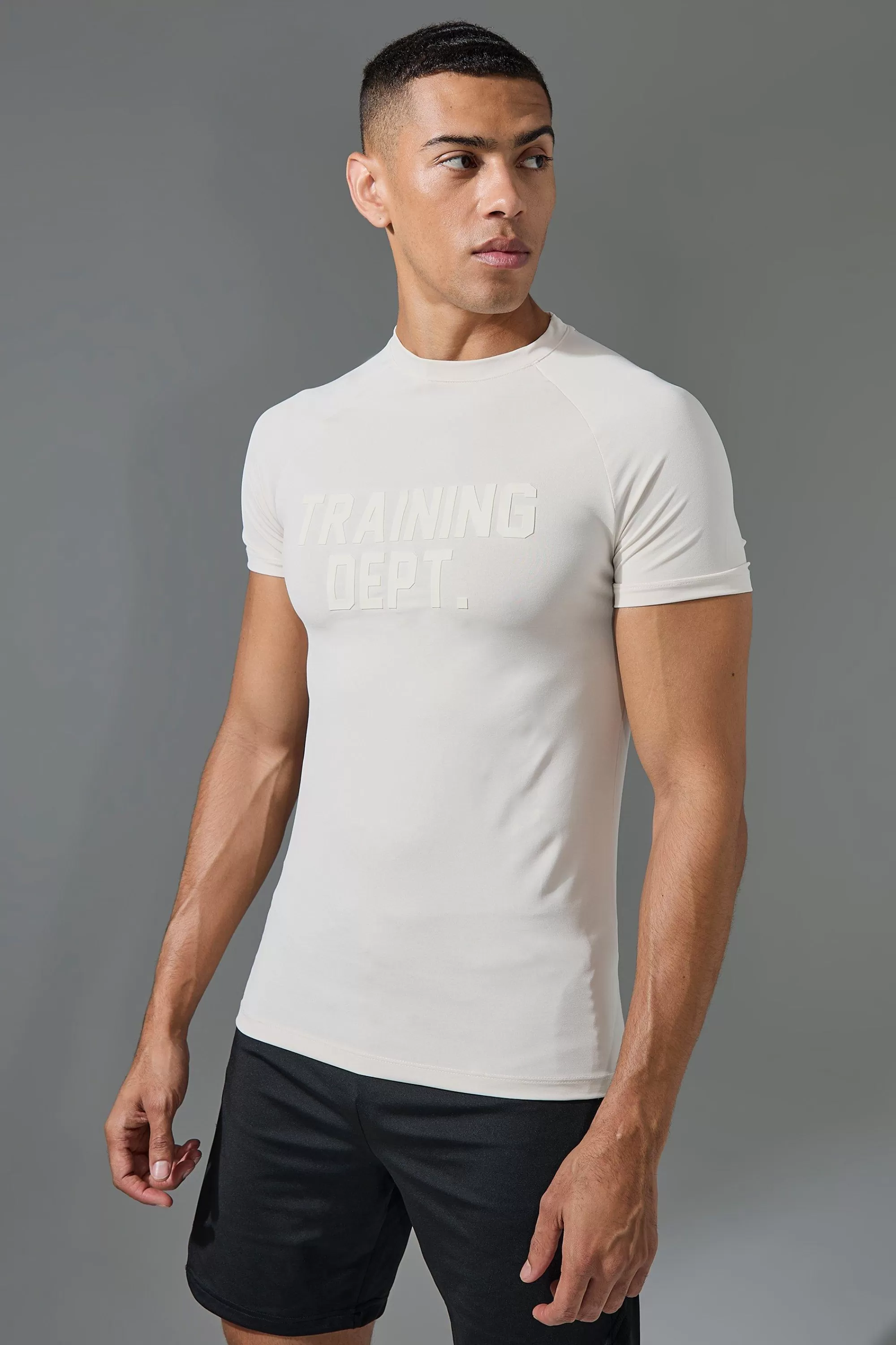 boohooMAN Active Training Dept Raglan Muscle Fit T-shirt | UK ecru Sale