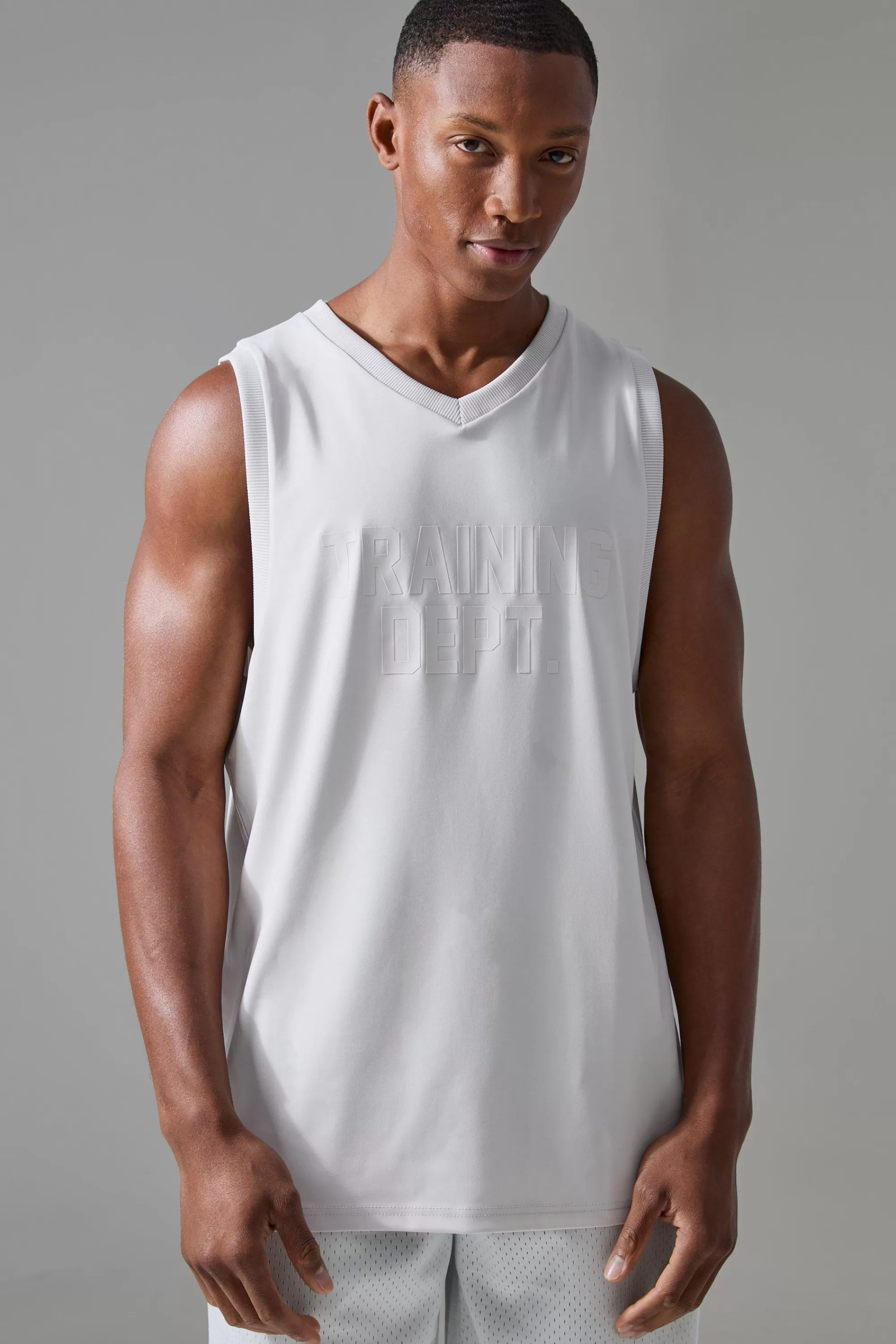 boohooMAN Active Training Dept Reg Fit Basketball Vest | UK light grey Discount