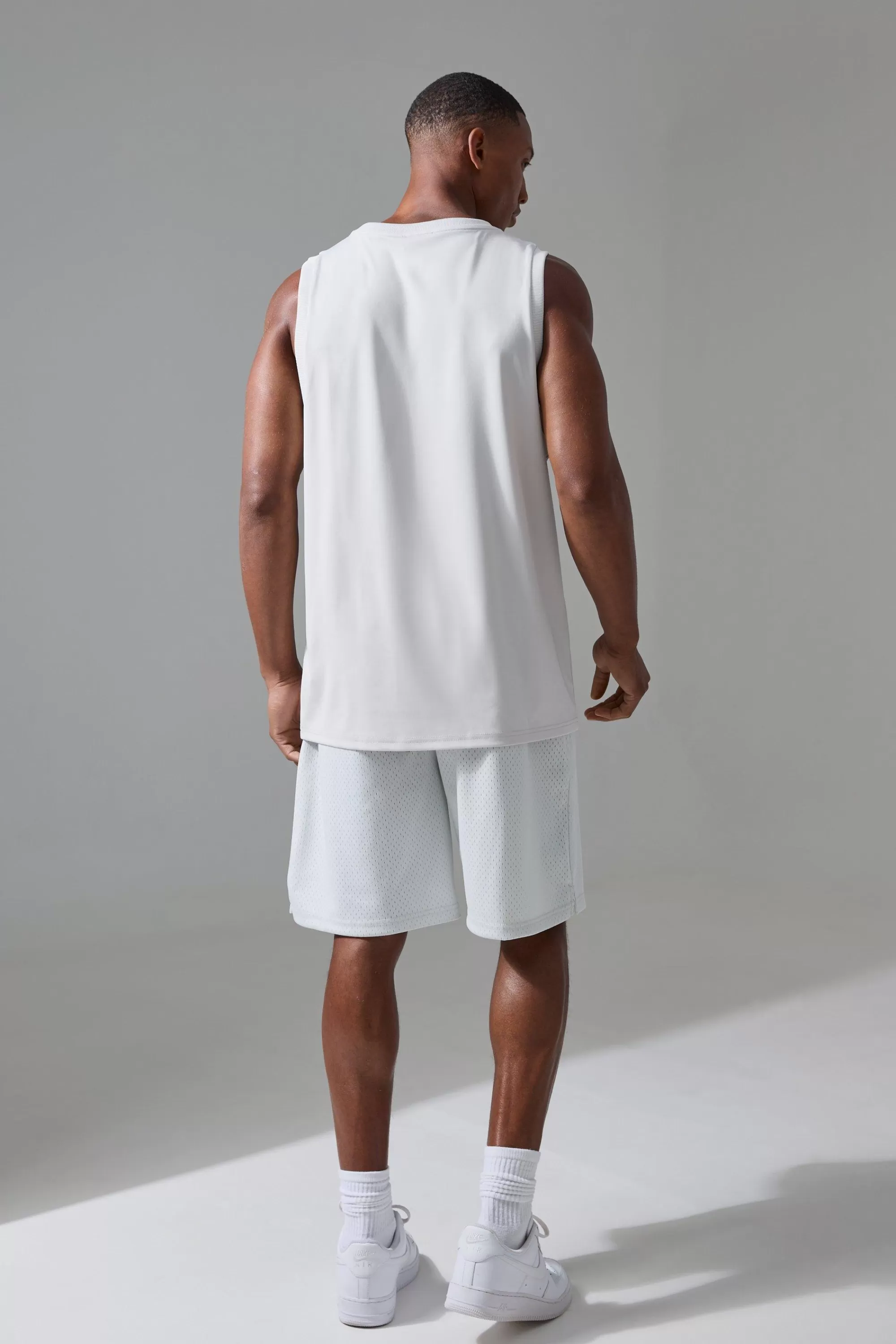 boohooMAN Active Training Dept Reg Fit Basketball Vest | UK light grey Discount