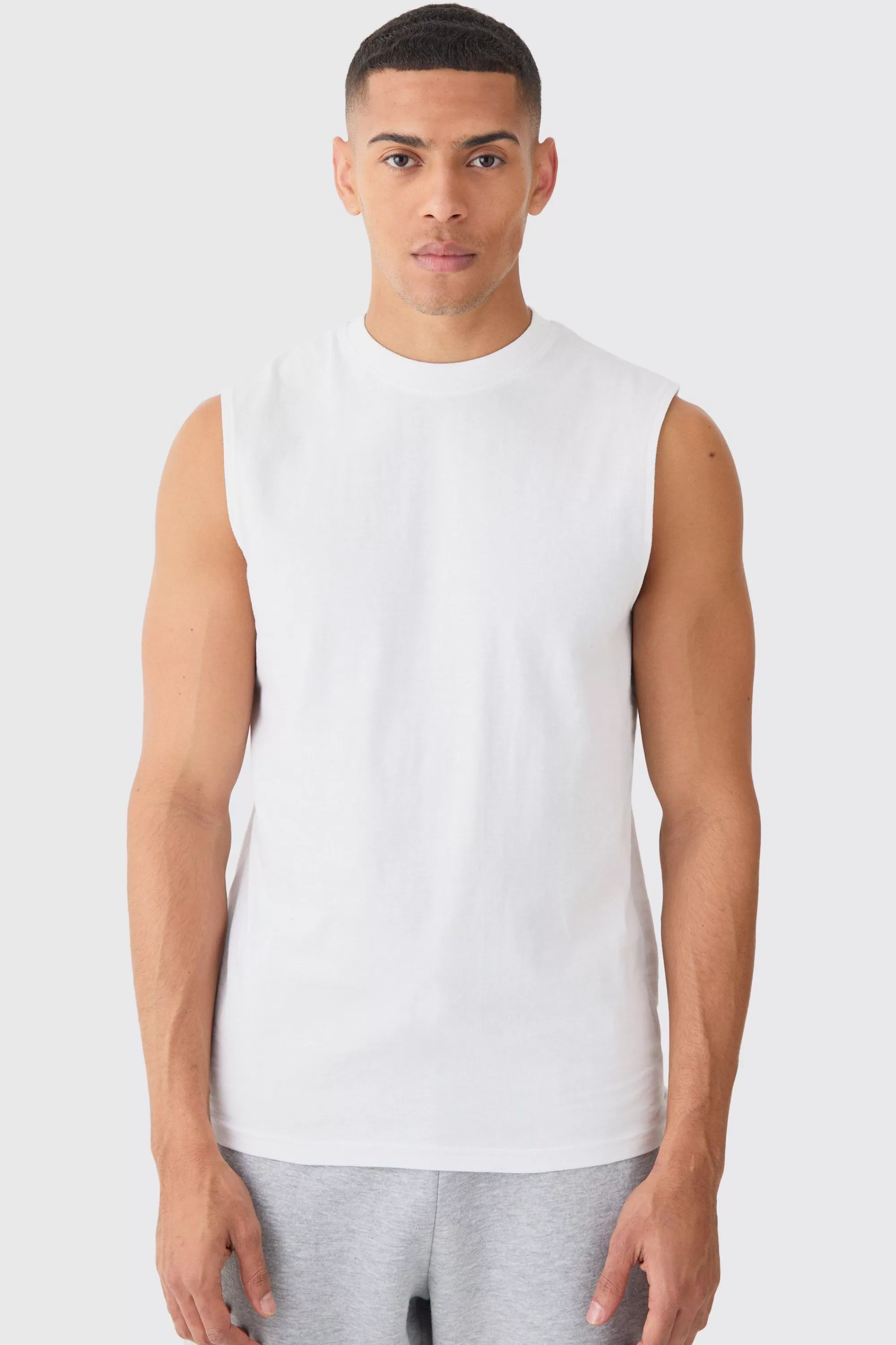 boohooMAN Basic Man Dash Tank | UK white Flash Sale