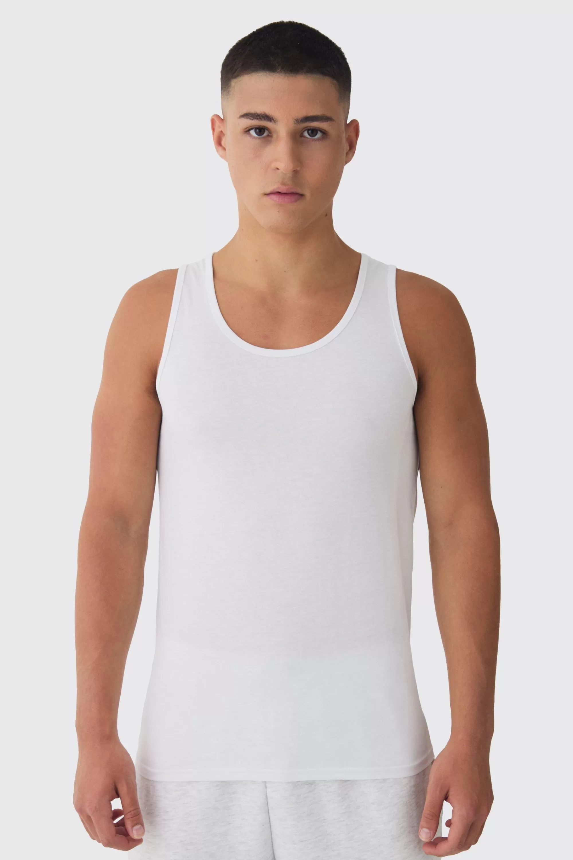 boohooMAN Basic Muscle Fit Vest | UK white Online