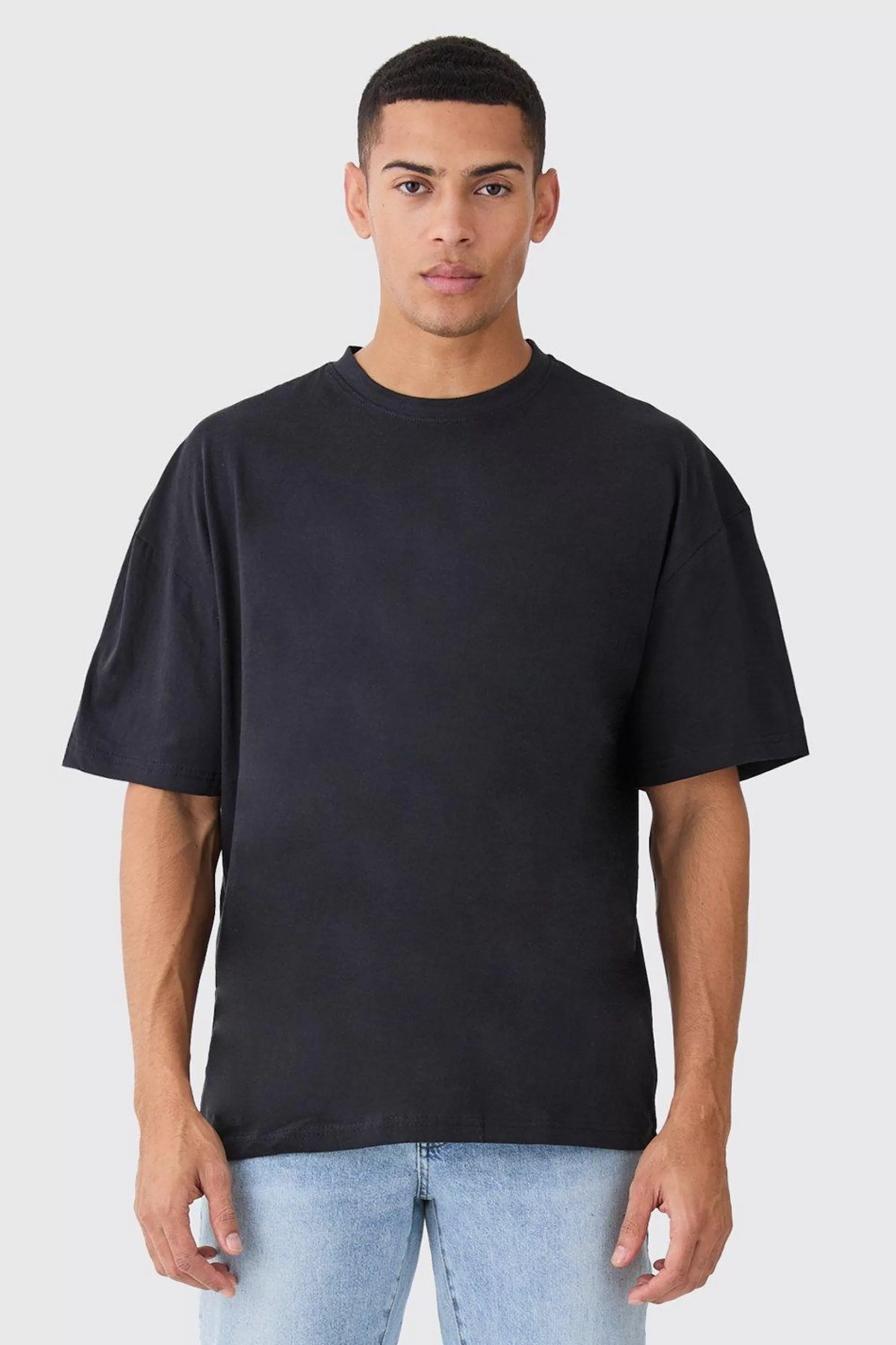 boohooMAN Basic Oversized Crew Neck T-shirt | UK black Clearance