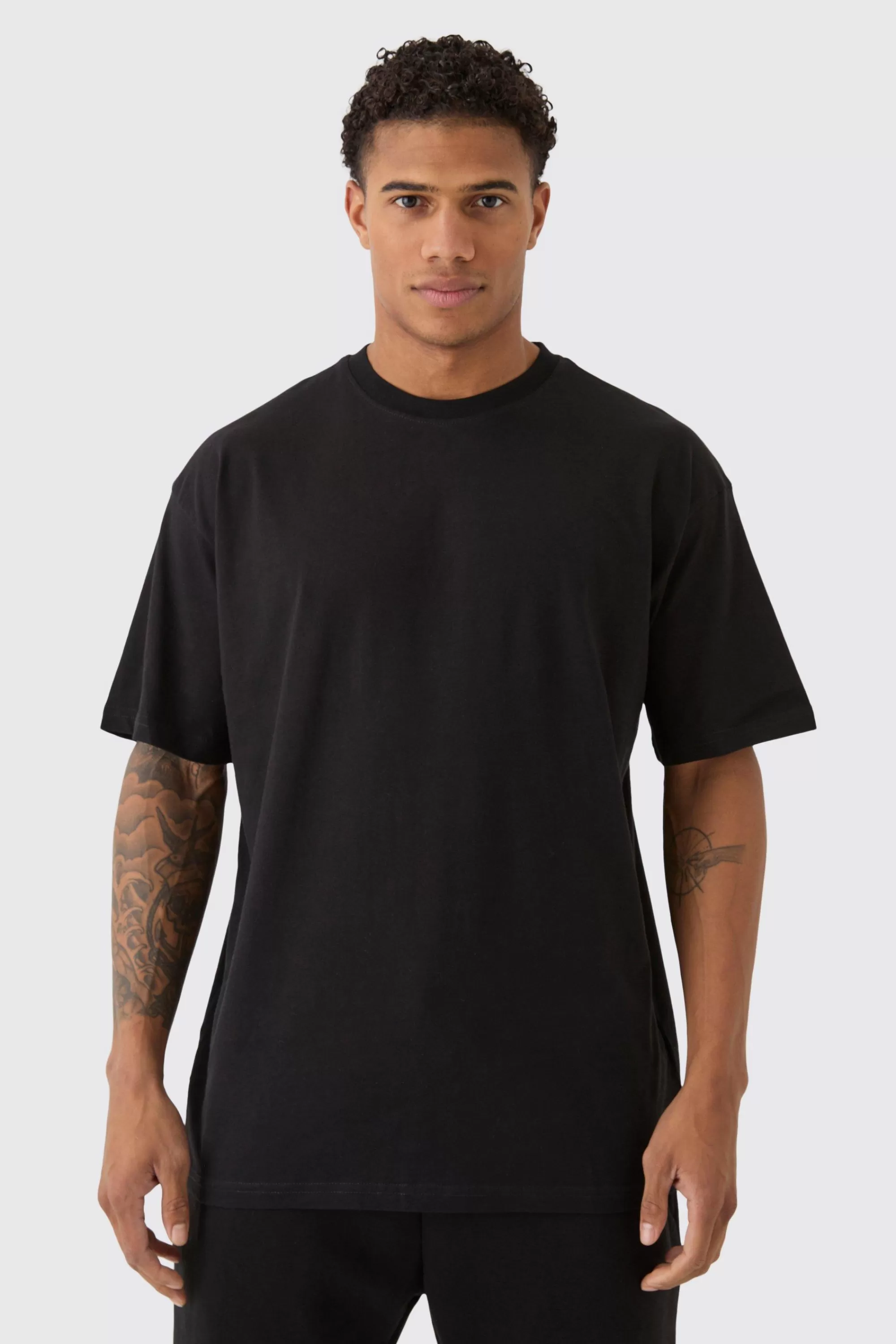 boohooMAN Basic Oversized Crew Neck T-shirt | UK black New