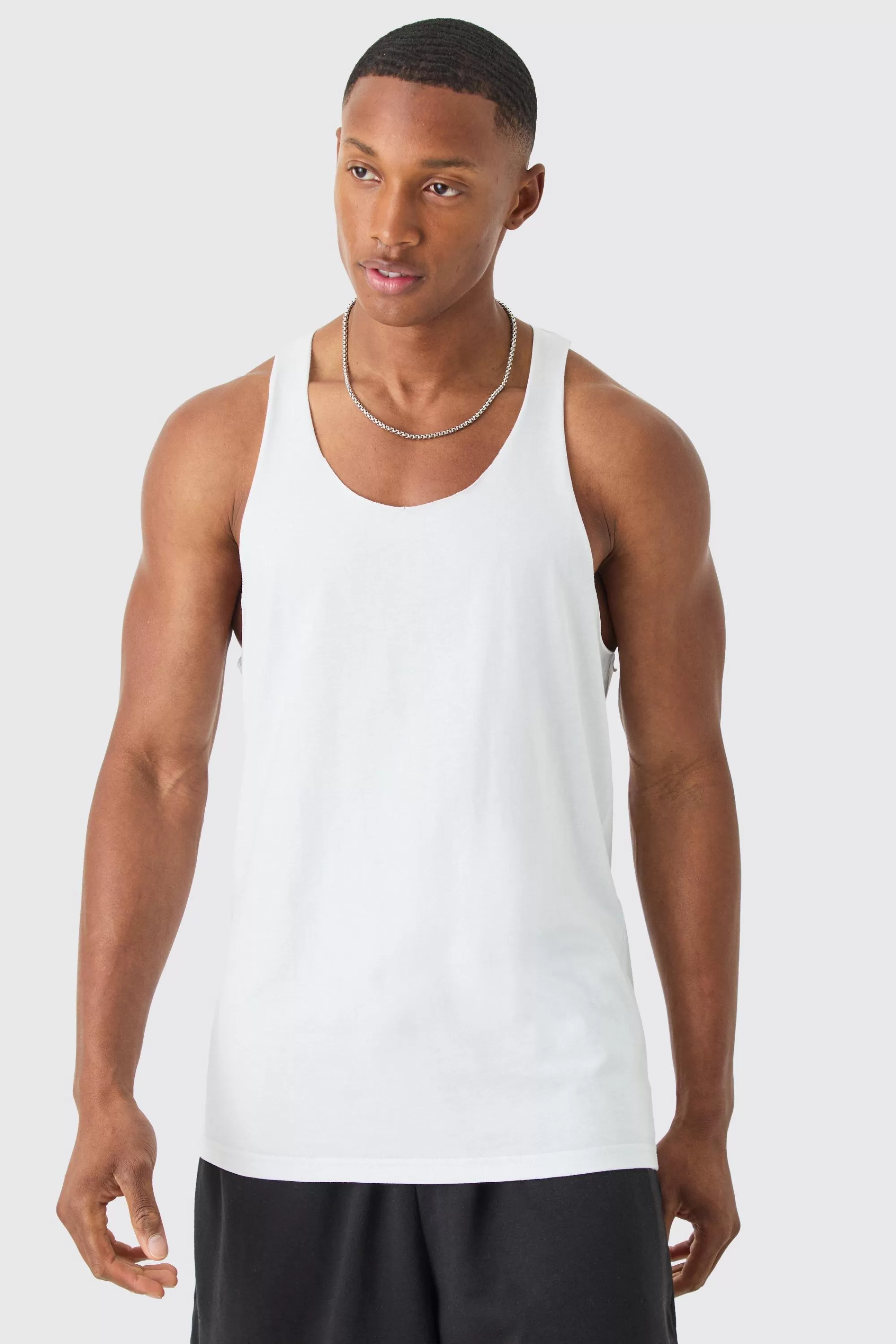 boohooMAN Basic Racer Back Vest | UK white Outlet