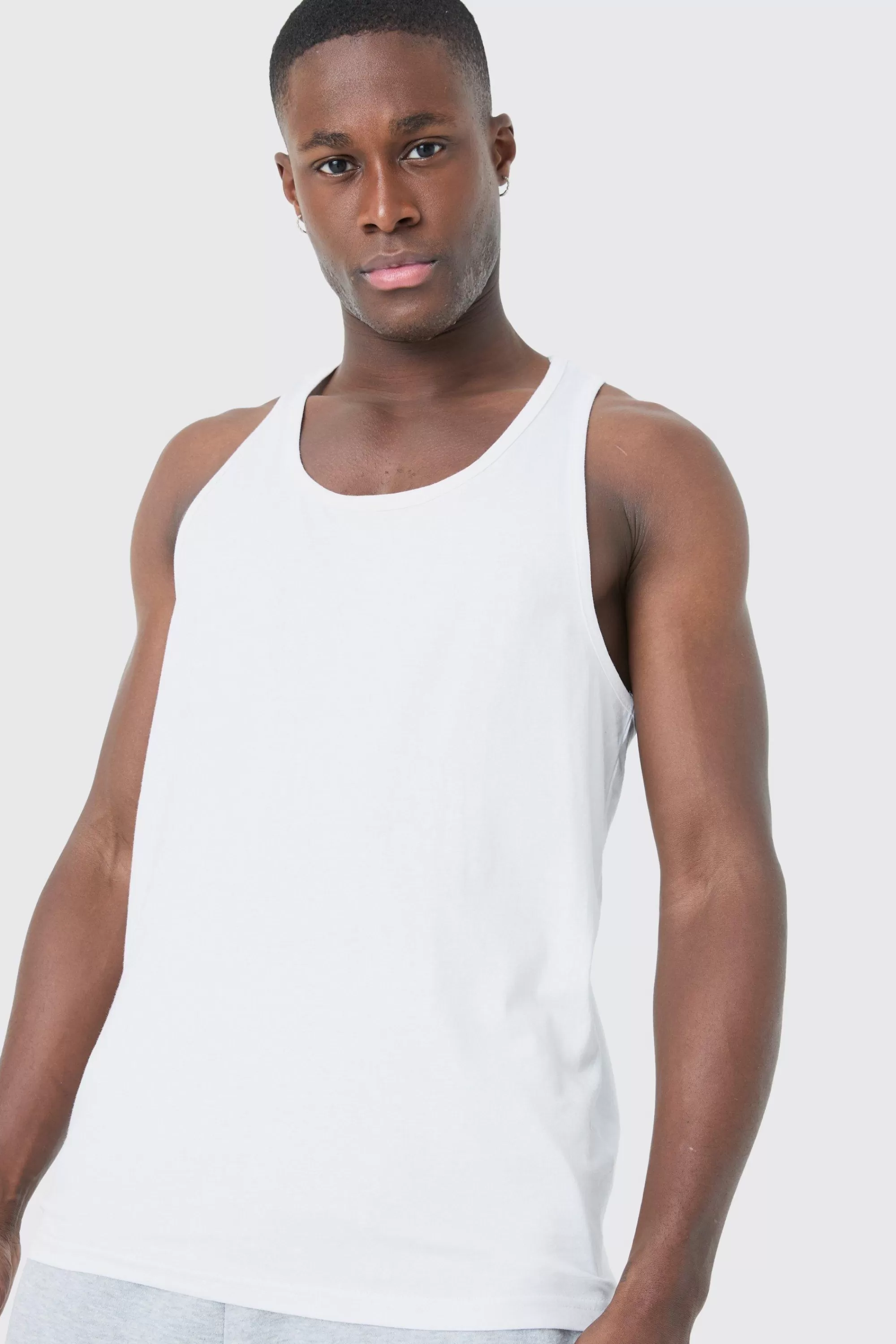 boohooMAN Basic Racer Back Vest | UK white Sale