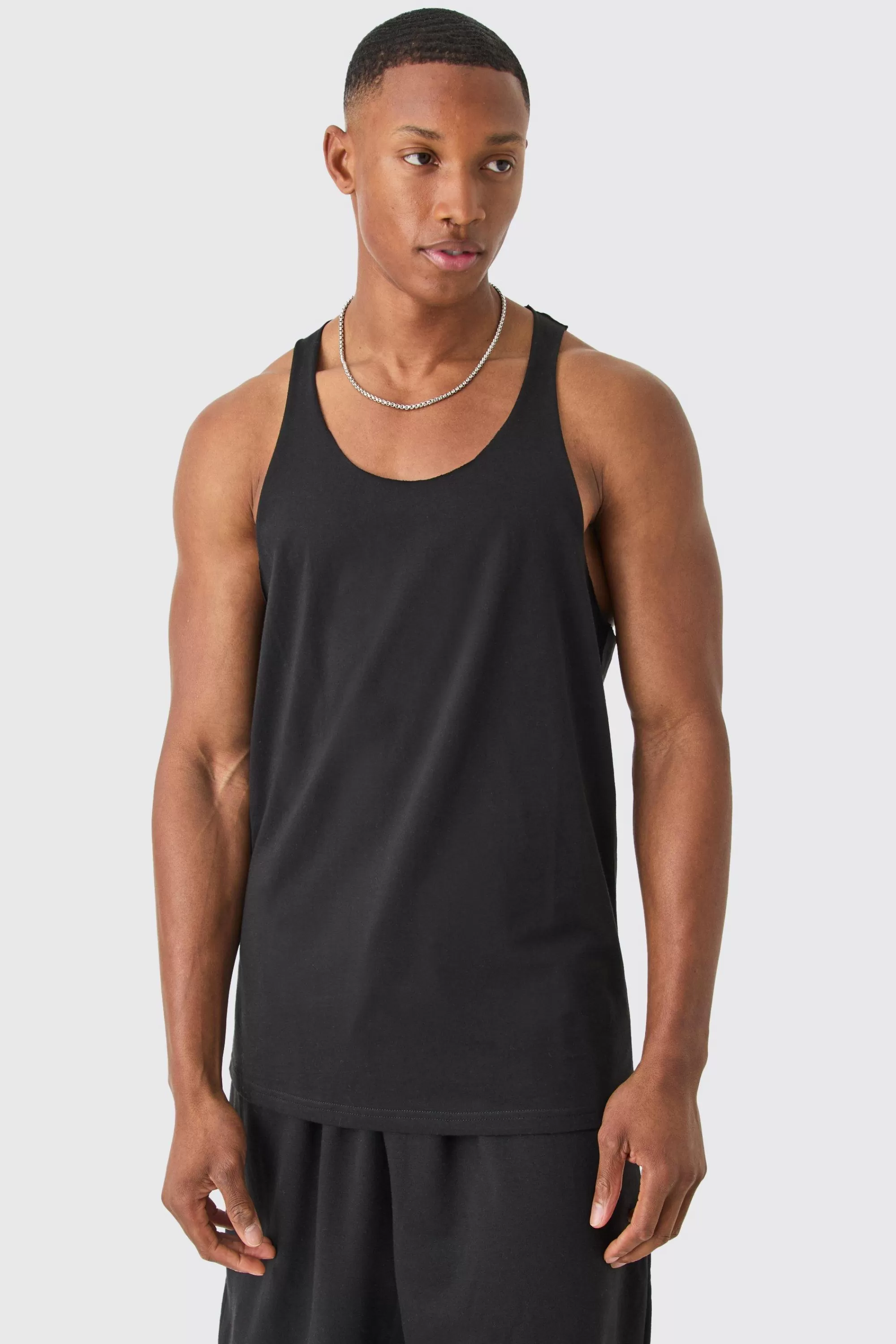 boohooMAN Basic Racer Back Vest | UK black Fashion
