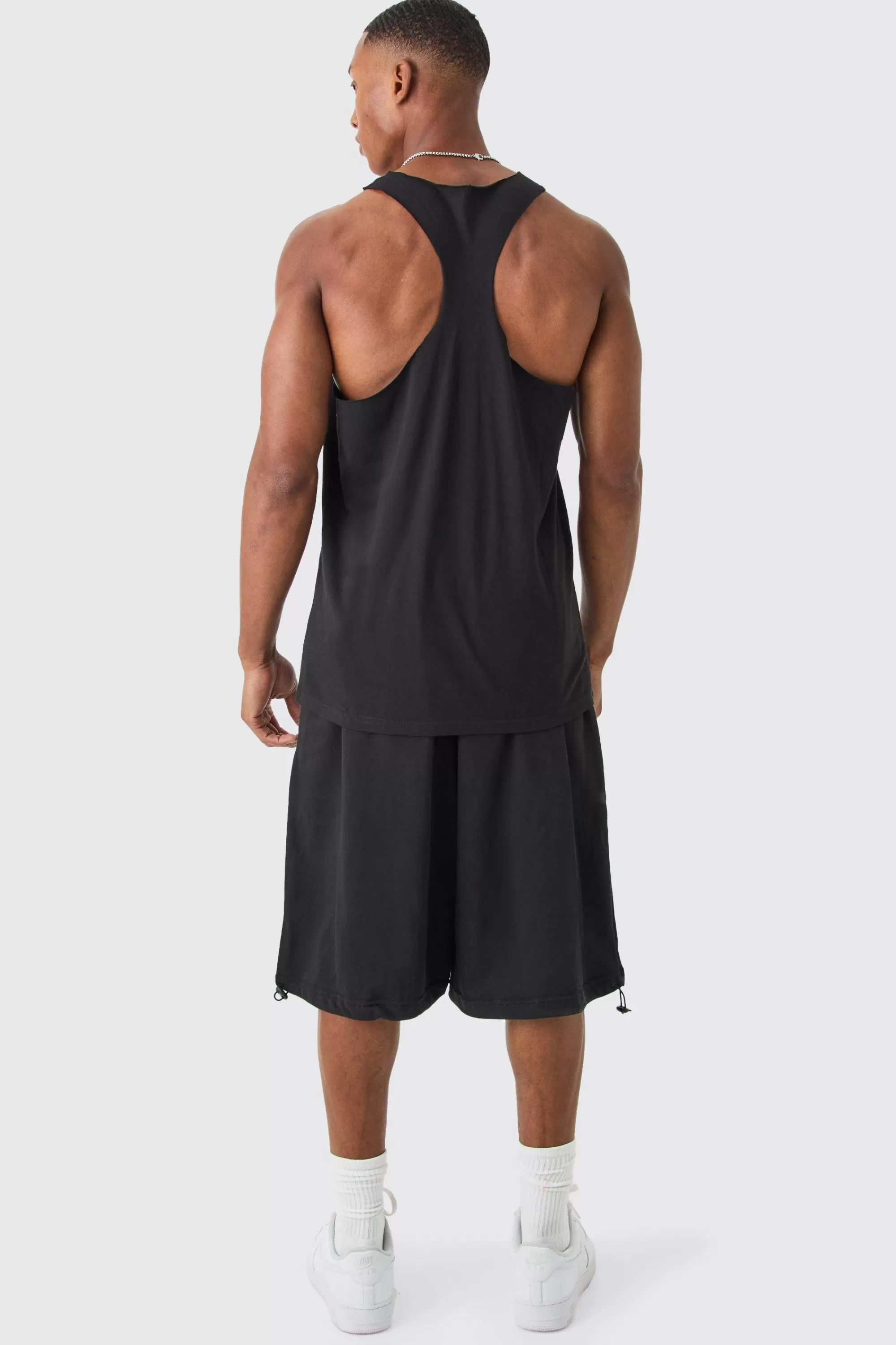 boohooMAN Basic Racer Back Vest | UK black Fashion