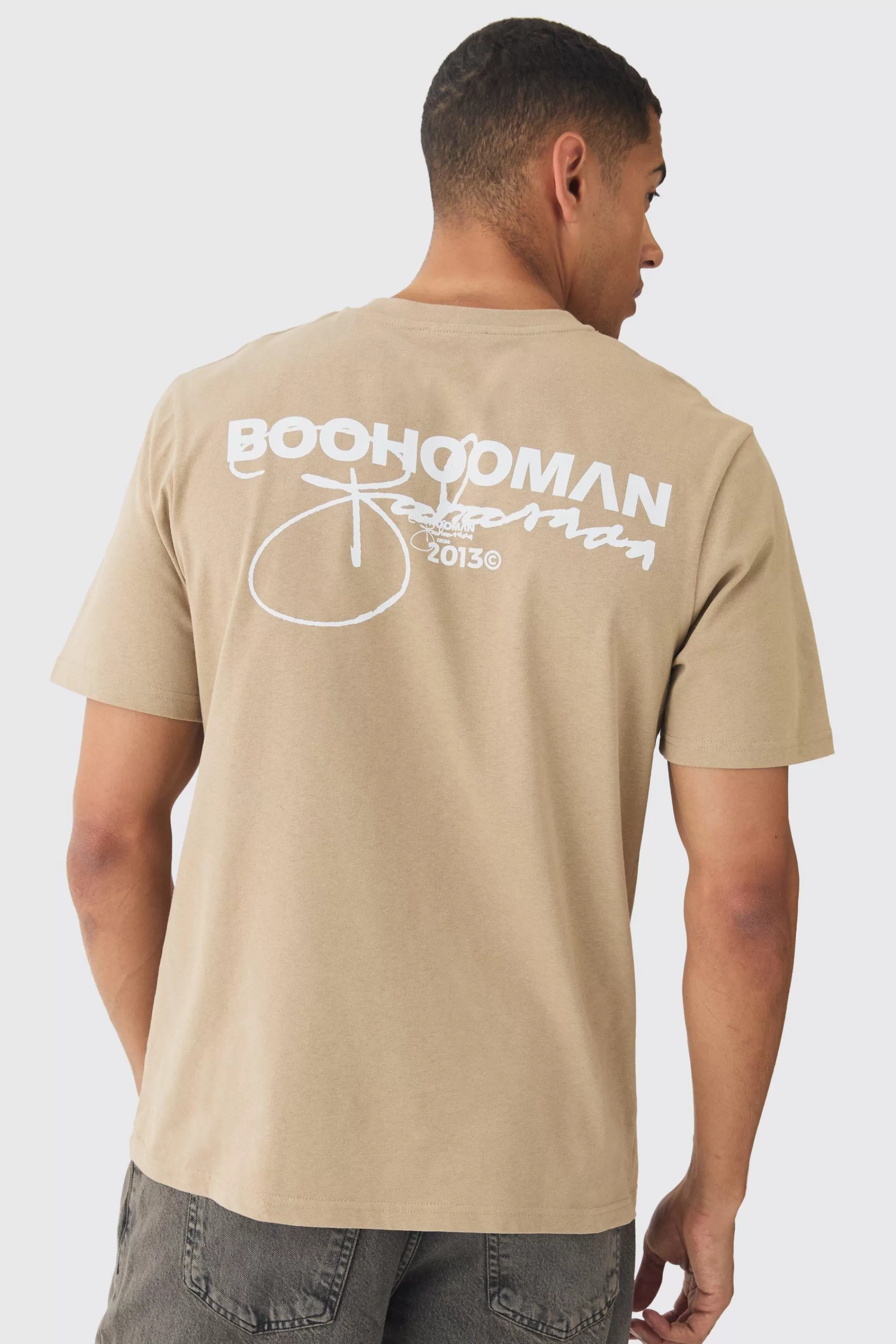 boohooMAN Printed T-Shirt | UK taupe Shop