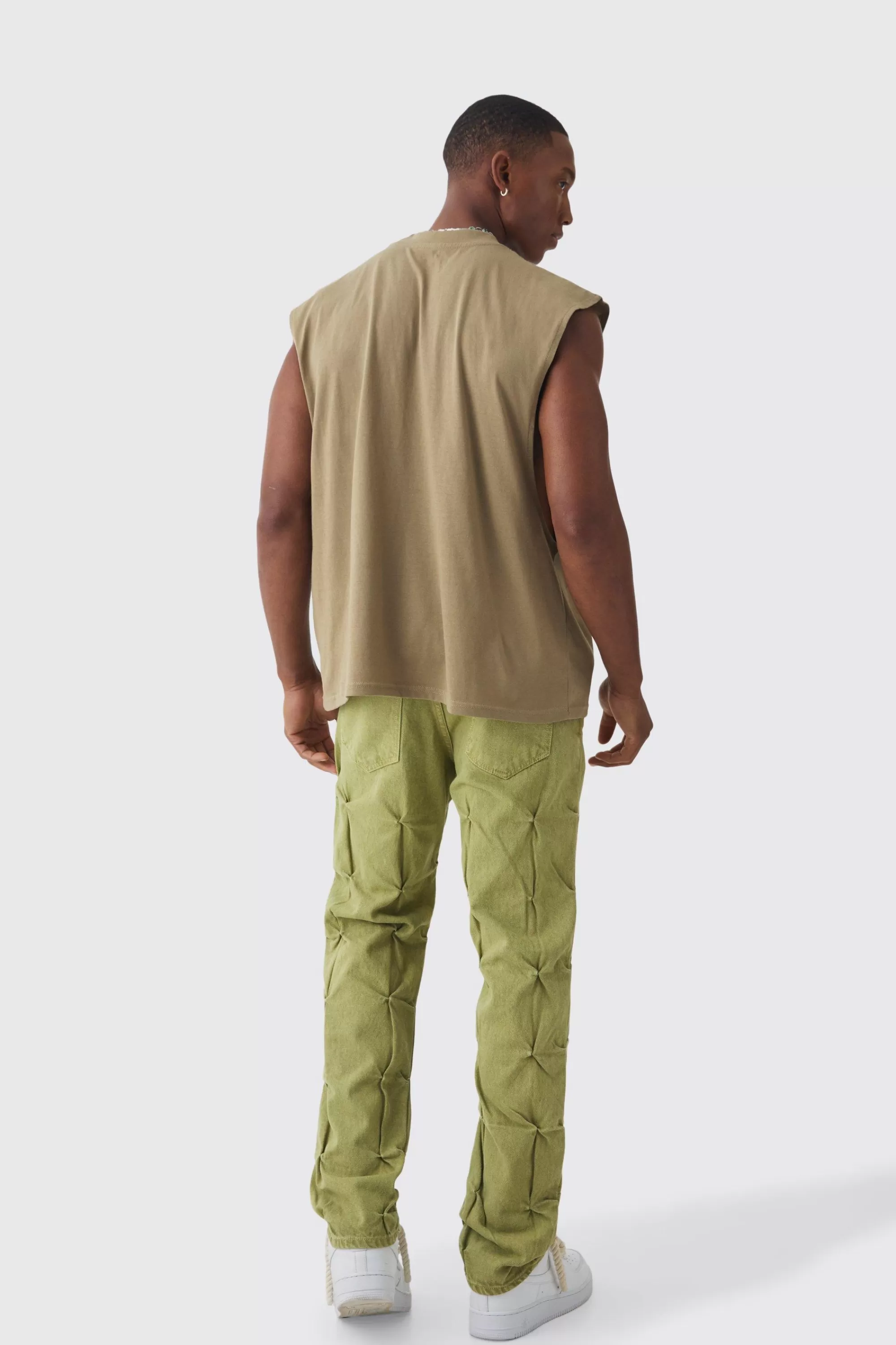 boohooMAN Boxy Drop Armhole Extended Neck Homme Official Tank | UK stone Store