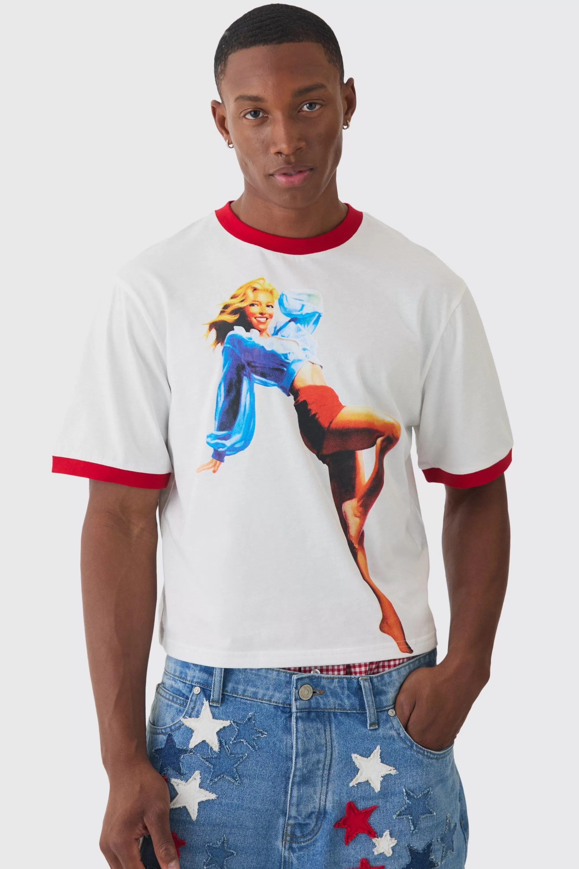 boohooMAN Boxy Fit Baby Printed T-shirt | UK ecru Best Sale