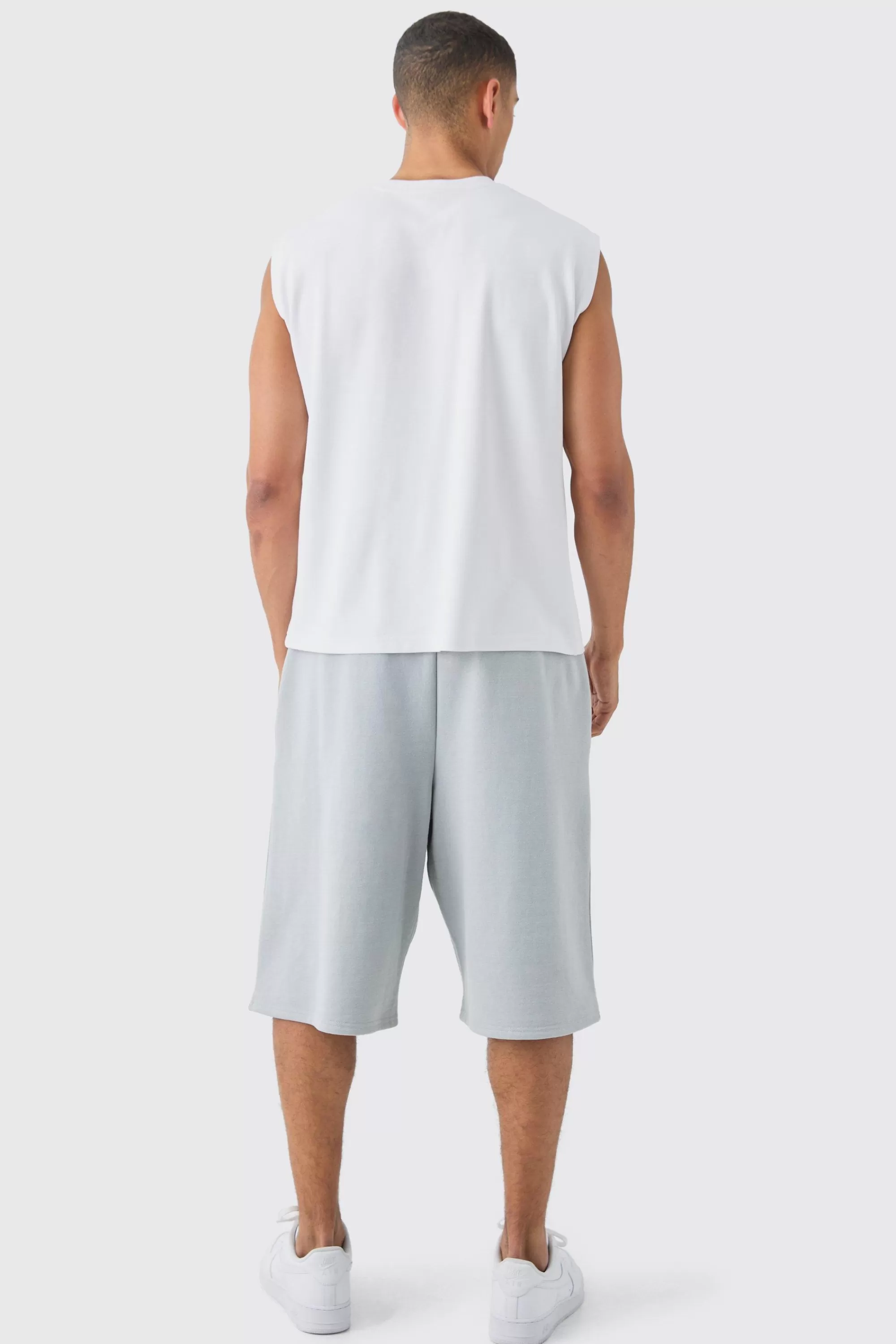 boohooMAN Boxy Interlock Vest With Woven Label | UK white Discount