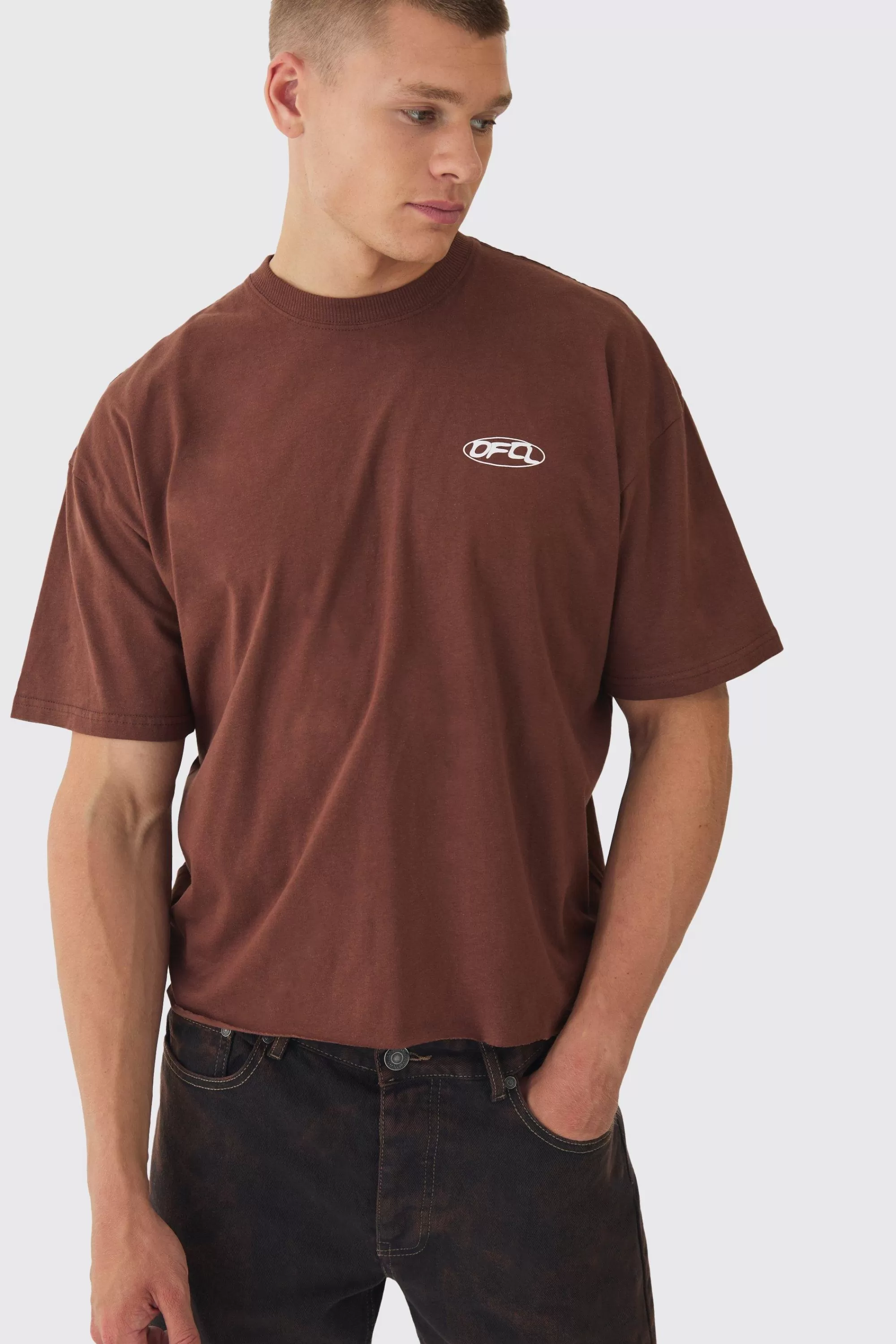 boohooMAN Boxy OFCL Wash Print T-Shirt | UK chocolate Cheap