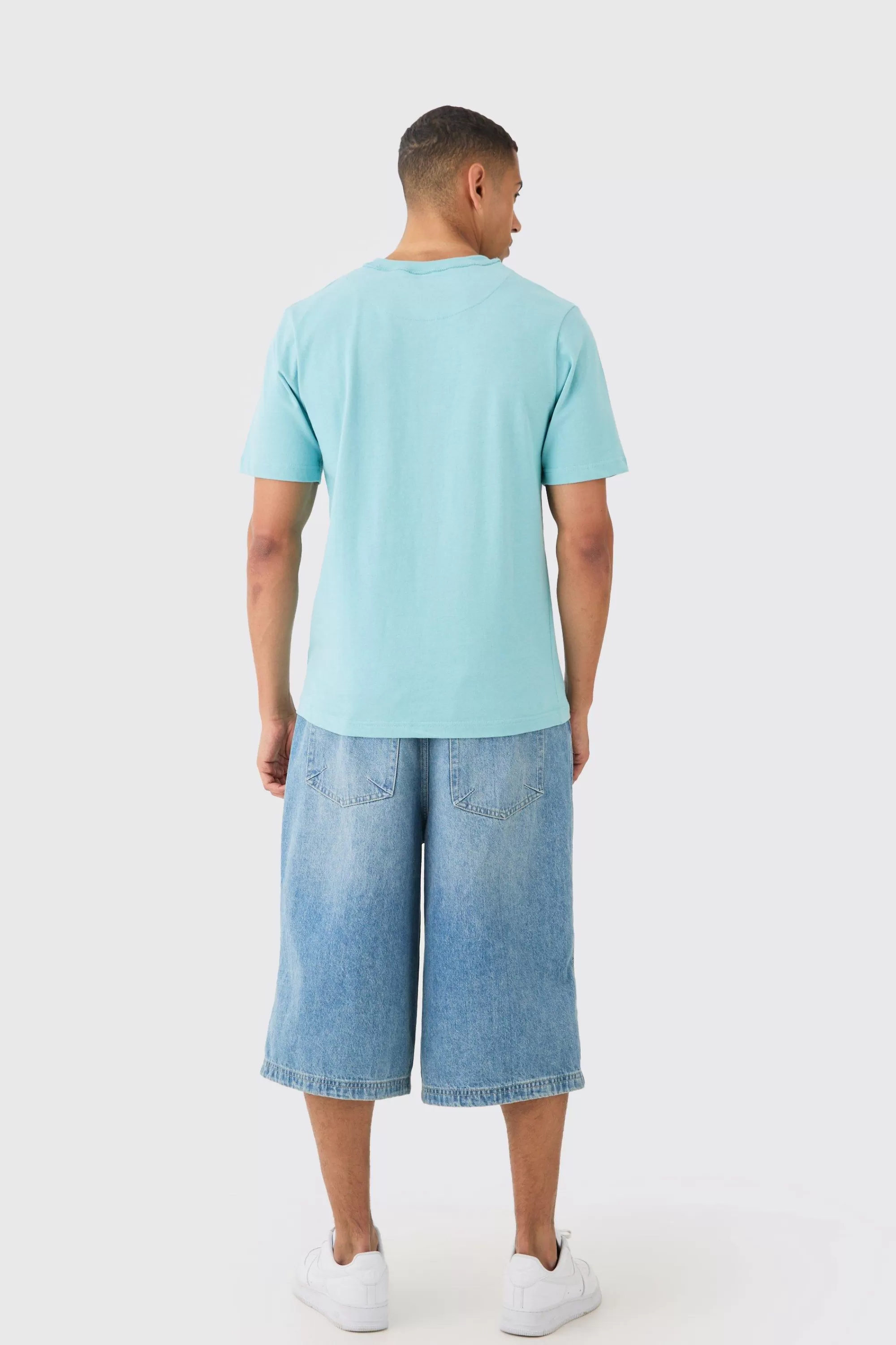 boohooMAN Core Heavy Carded Layed On Neck T-shirt | UK dusty blue Cheap