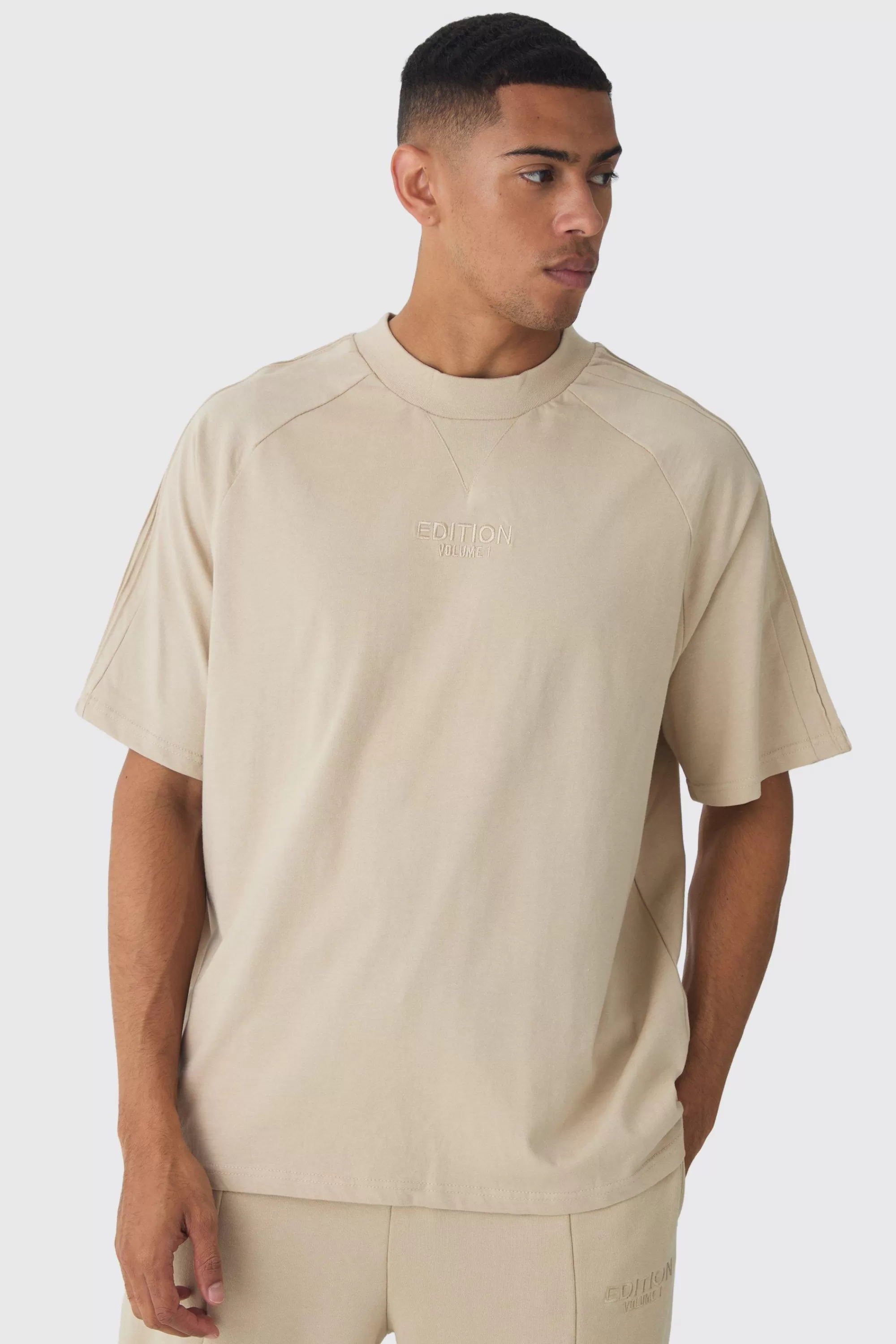 boohooMAN EDITION Oversized Heavyweight Pin Tuck T-shirt | UK stone Sale