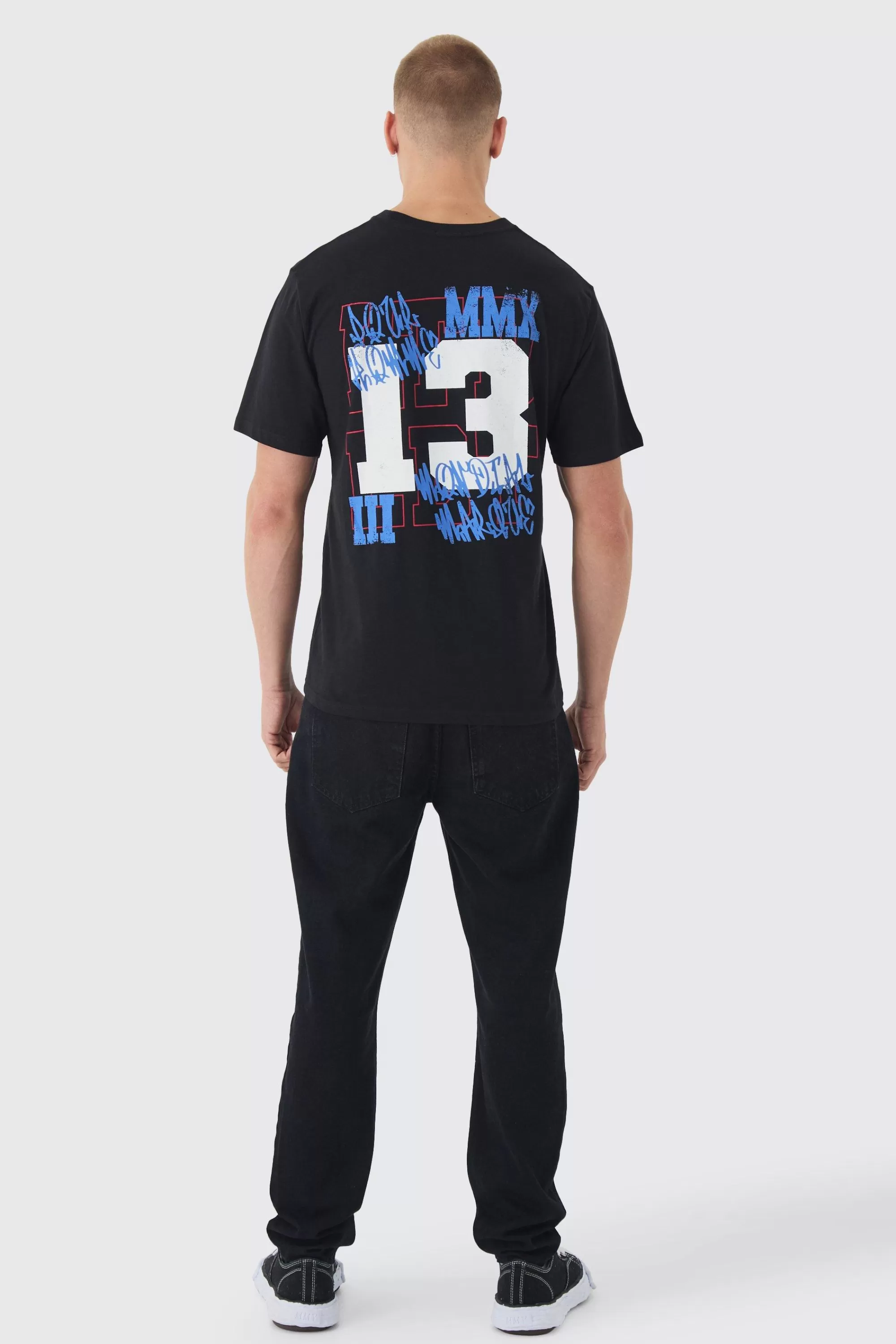 boohooMAN Grunge Varsity Official Printed T-Shirt | UK black Cheap