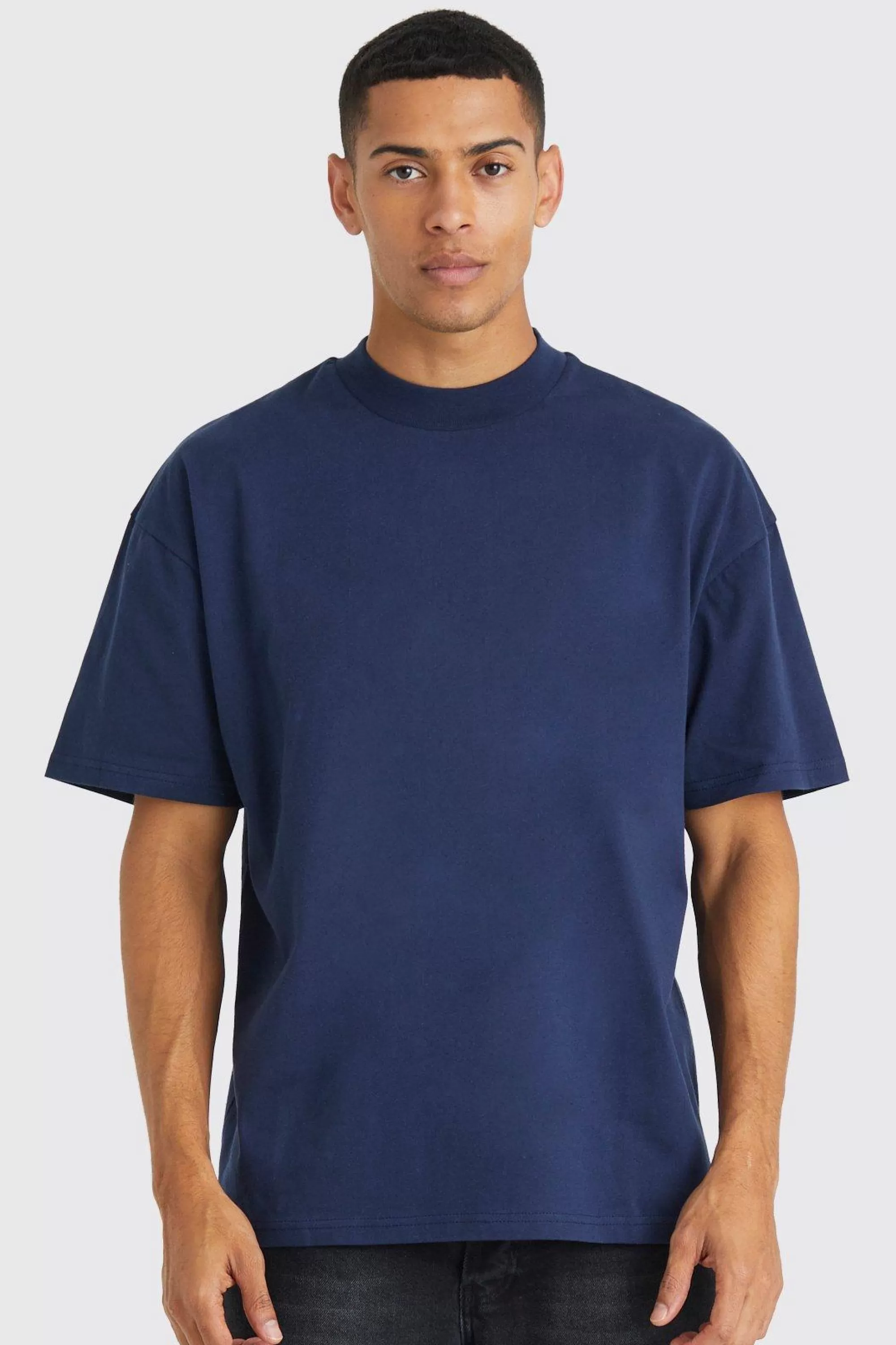 boohooMAN Heavyweight Oversized T-shirt | UK navy Flash Sale