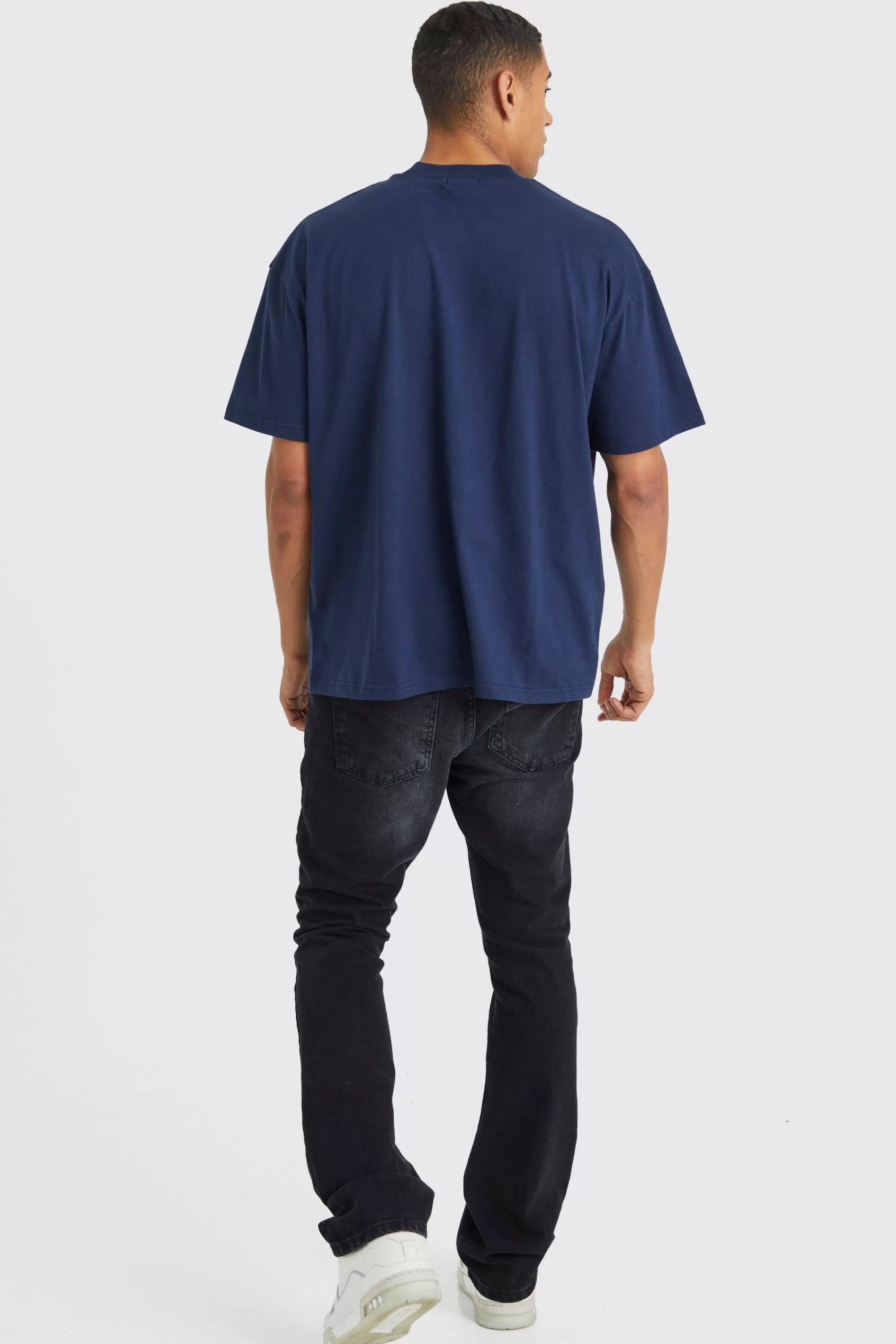 boohooMAN Heavyweight Oversized T-shirt | UK navy Flash Sale