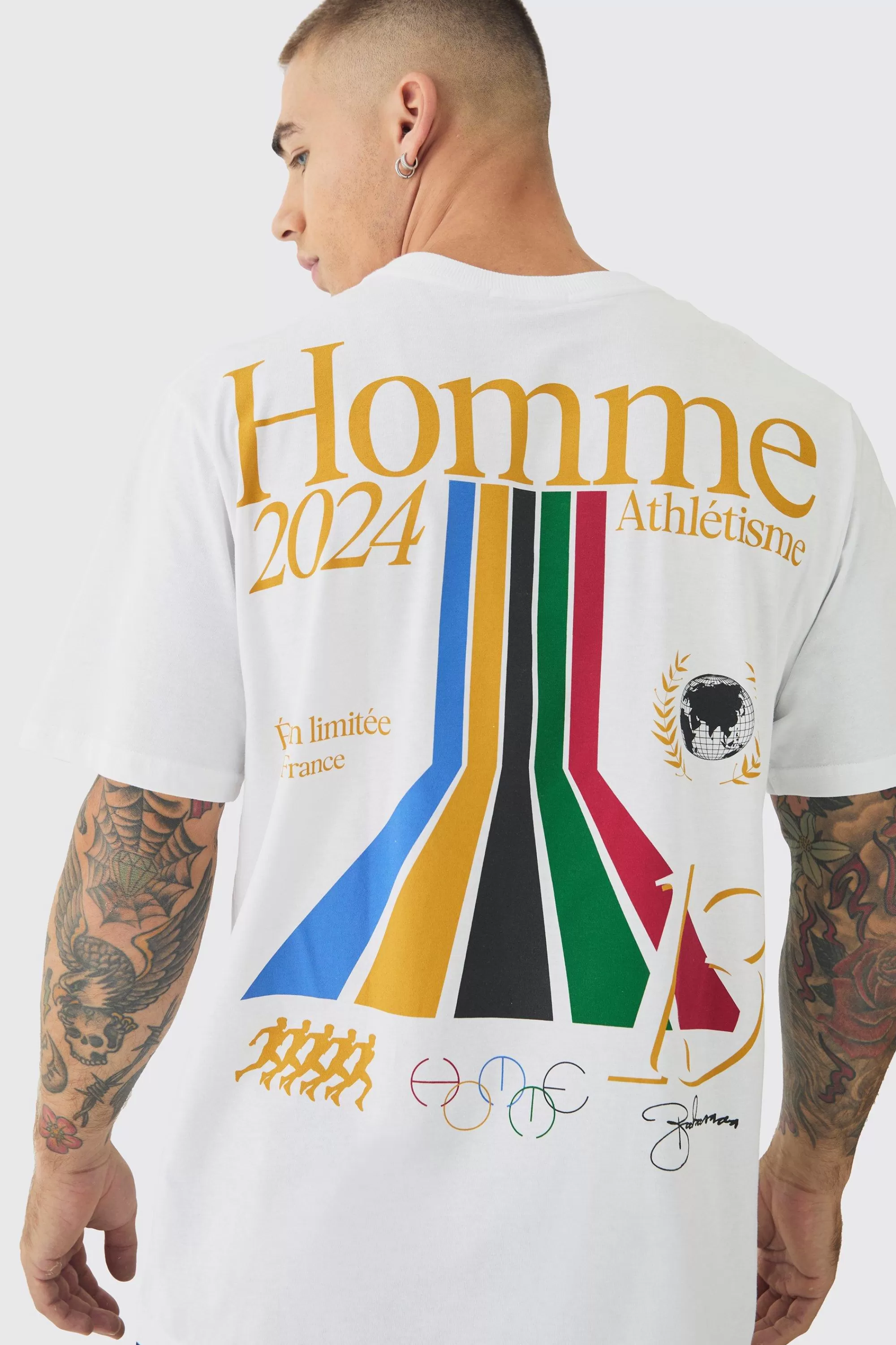 boohooMAN Homme Athletic Printed T-Shirt | UK white Online