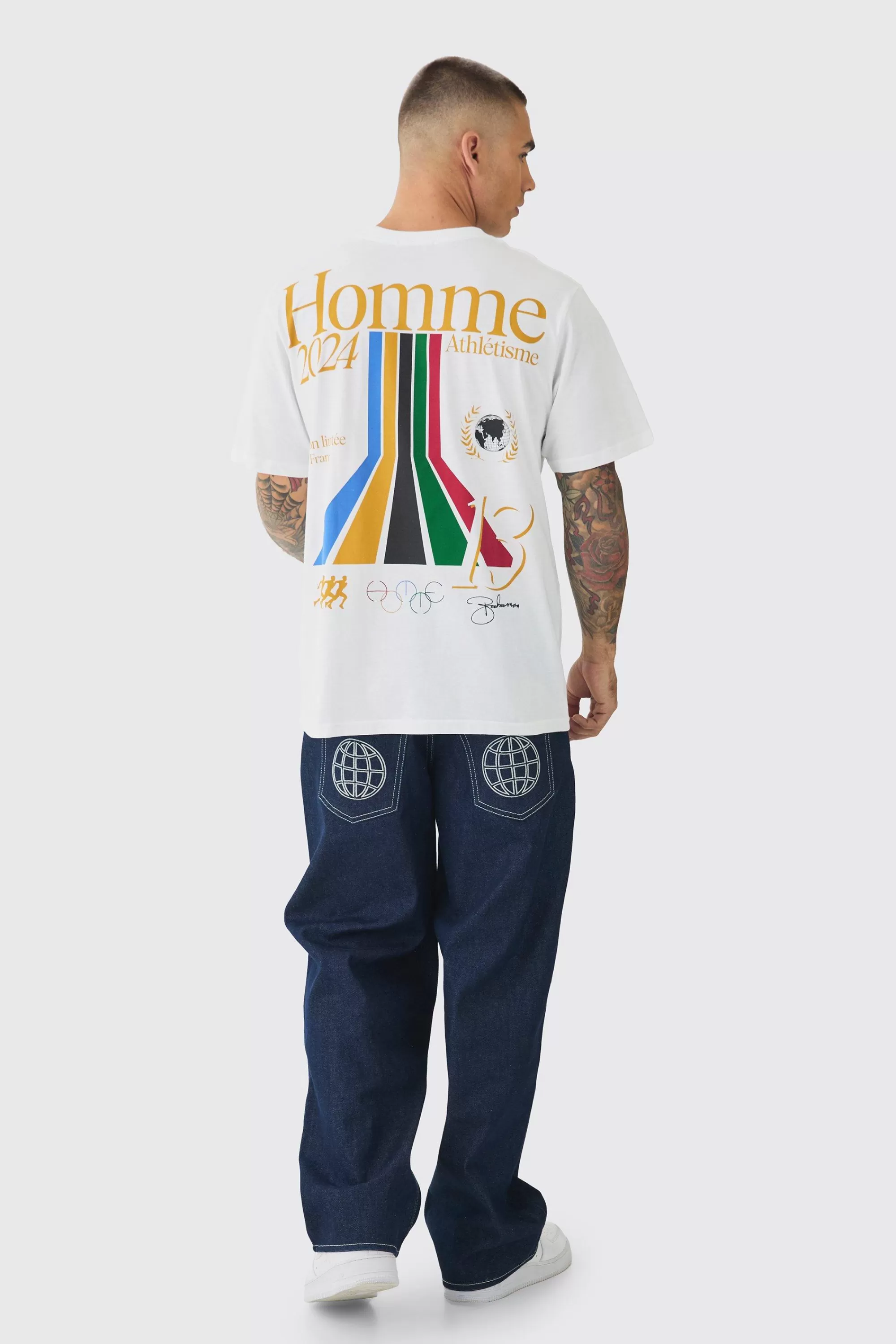 boohooMAN Homme Athletic Printed T-Shirt | UK white Online