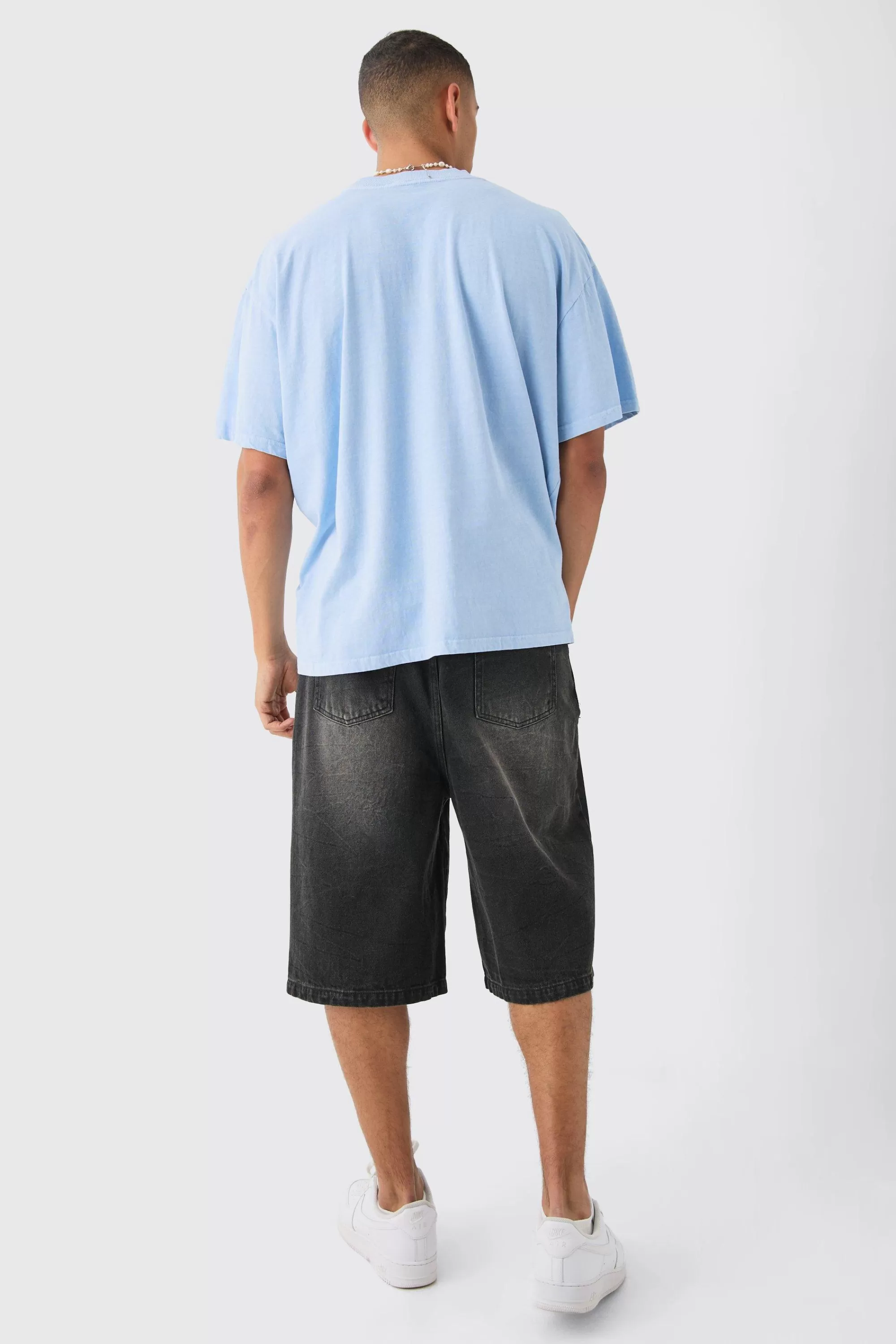 boohooMAN Loose Homme Global Wash Print T-shirt | UK dusty blue Best Sale