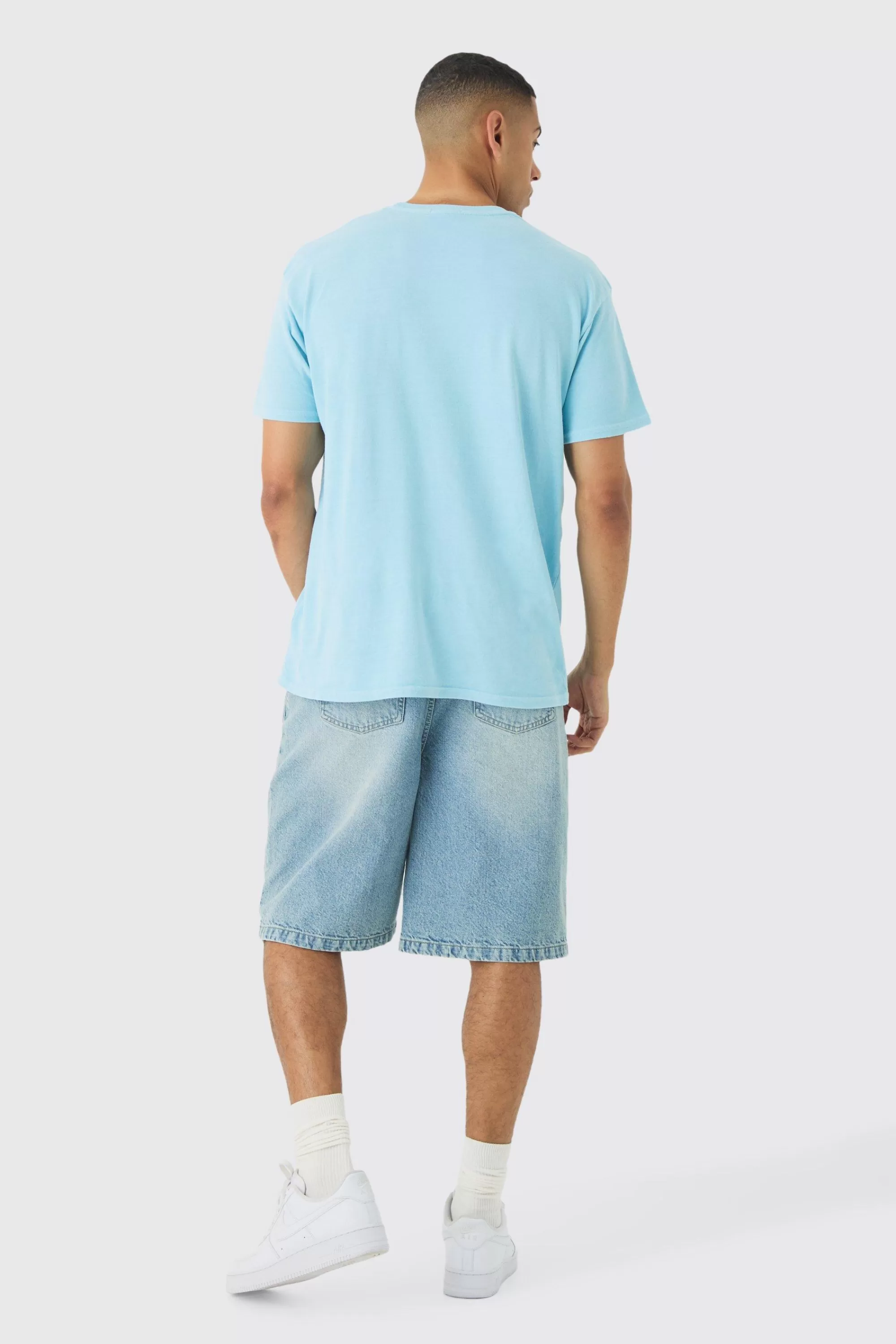 boohooMAN Loose Official Puff Print T-Shirt | UK light blue Shop