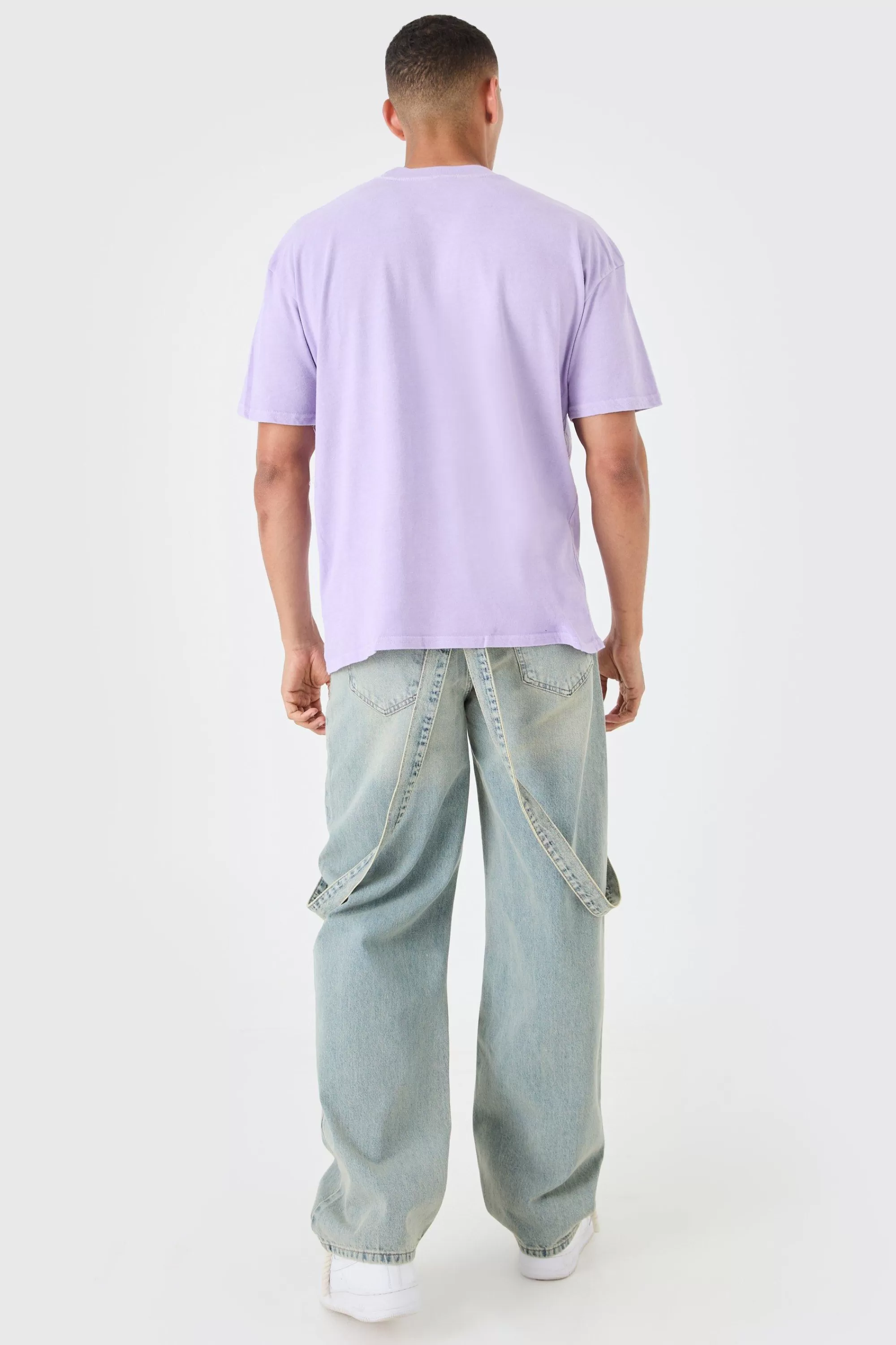 boohooMAN Loose Washed Ribcage Print T-shirt | UK purple Cheap