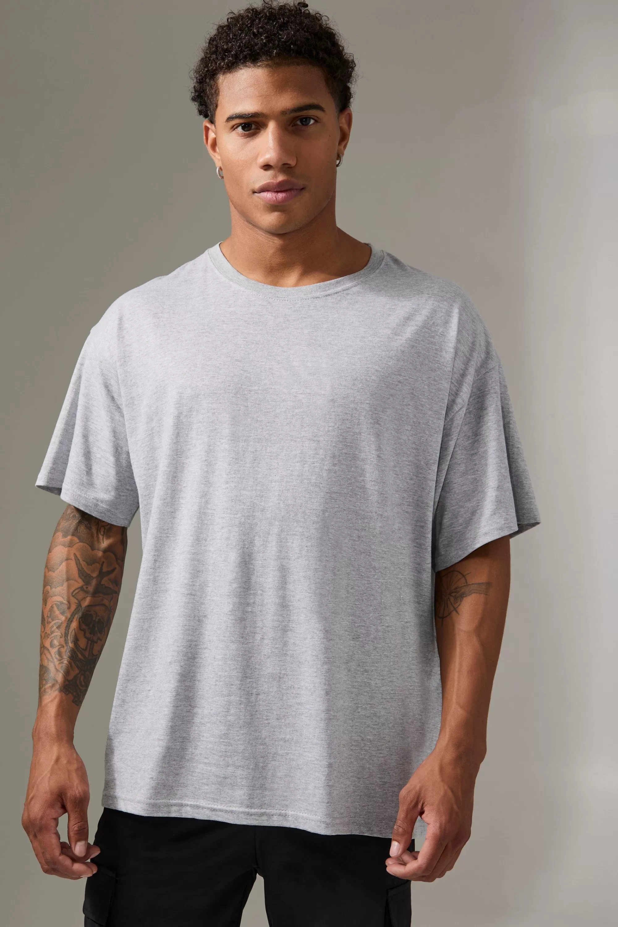 boohooMAN Man Active Athletic Dept Oversized T-shirt | UK grey marl Discount