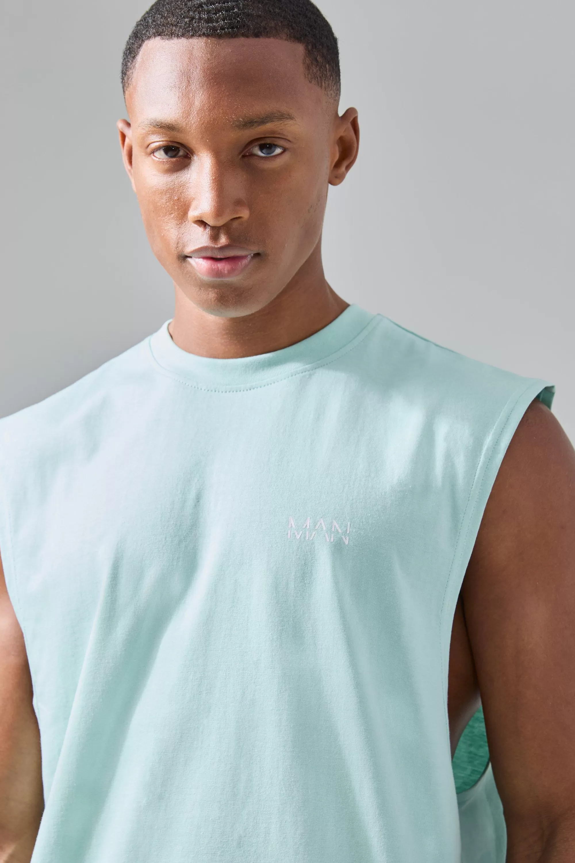 boohooMAN Man Active Deep Cut Drop Armhole Jersey Reg Fit Tank | UK mint Shop