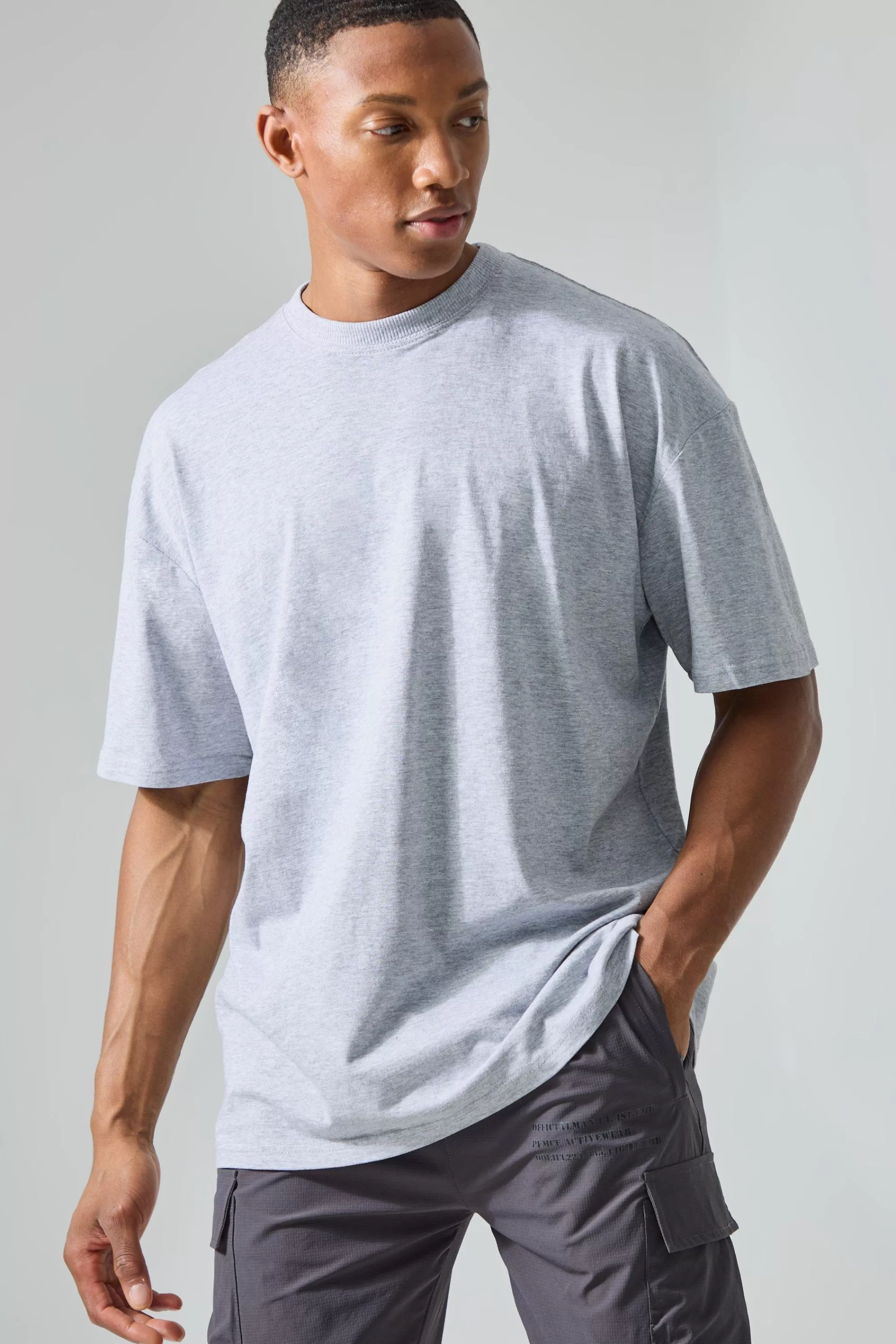 boohooMAN Man Active Oversized One More Rep T-shirt | UK grey marl Outlet