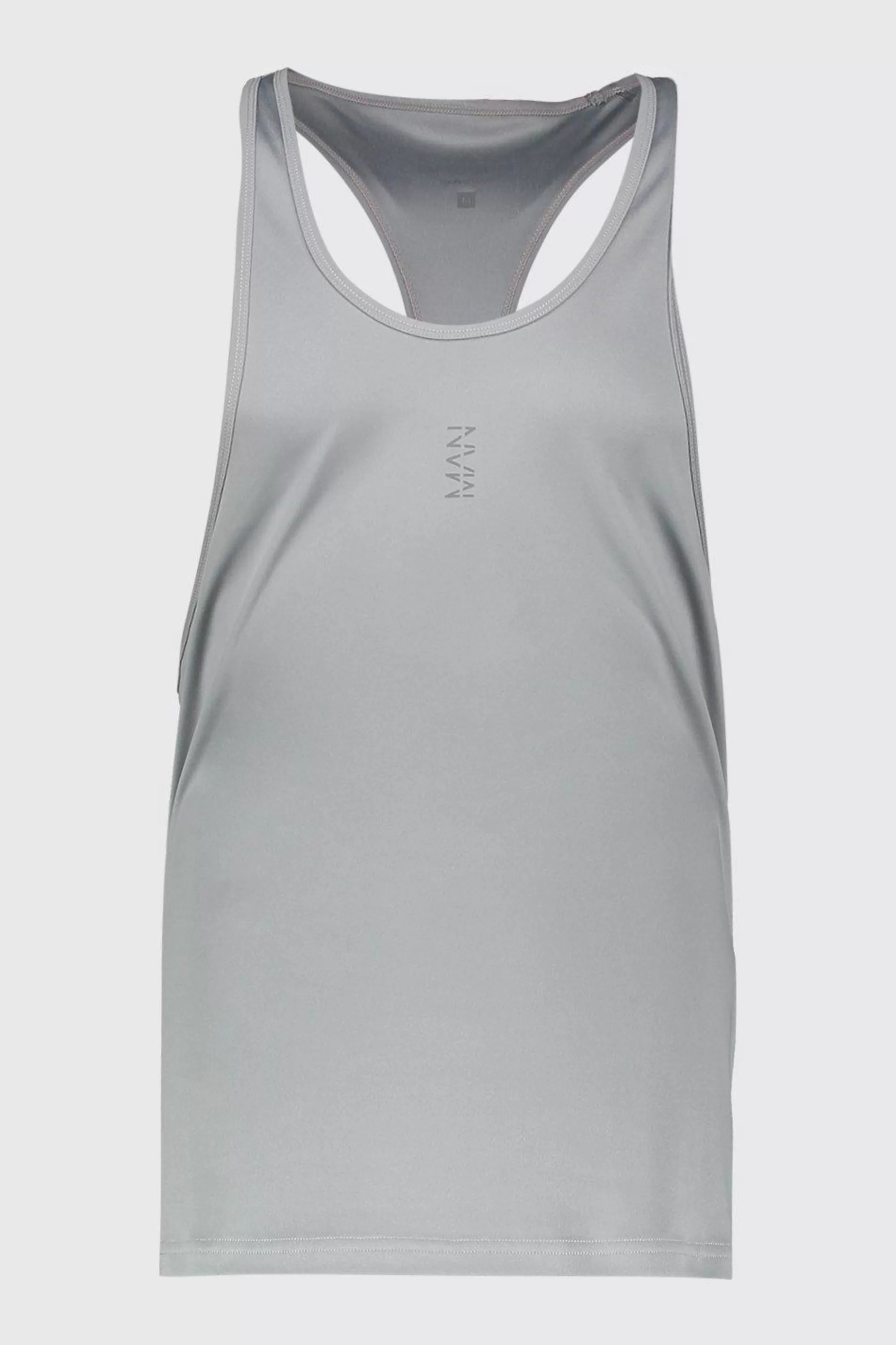 boohooMAN Man Active Poly Gym Regular Fit Racer Vest | UK silver Hot